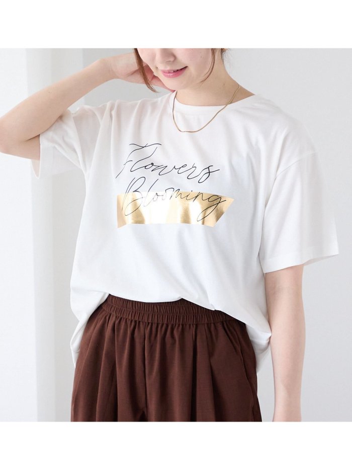 【テチチ/Te chichi】の【接触冷感】箔BIGロゴTシャツ インテリア・キッズ・メンズ・レディースファッション・服の通販 founy(ファニー) https://founy.com/ ファッション Fashion レディースファッション Fashion for Women トップス・カットソー Cut & Sew Tops シャツ・ブラウス・オフィスカジュアル Elegant Blouses & Button-Ups ロングTシャツ・Tシャツ Longline T-Shirts & Tees スタイリッシュ Stylish, Fashionable ビッグ Big, Oversized プリント Print, Printed Pattern |ID: prp329100004685133 ipo3291000000033834351