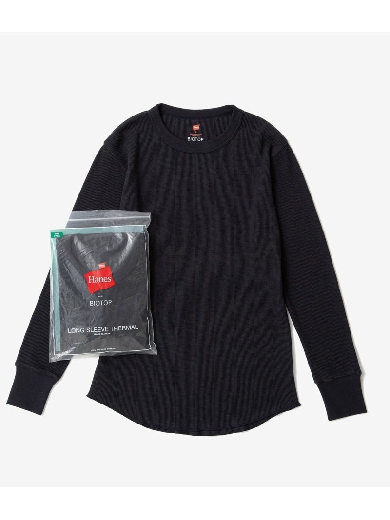 【アダム エ ロペ/ADAM ET ROPE'】の【Hanes for BIOTOP】LONG SLEEVE THERMAL 人気、トレンドファッション・服の通販 founy(ファニー) 　ファッション　Fashion　レディースファッション　Fashion for Women　トップス・カットソー　Cut & Sew Tops　アンダー　Underwear Essentials　インナー　Innerwear　サーマル　Thermal, Waffle Knit　定番　Standard, Basic Item　人気　Popular, Best Seller　パターン　Pattern, Design Print　ベーシック　Basic, Essential　ボトム　Bottoms, Lower Wear　別注　Limited Edition, Custom Order　メンズ　Men's, Menswear　ラウンド　Round, Round Neck　日本製　Made In Japan　 other-1|ID: prp329100004685161 ipo3291000000033834542