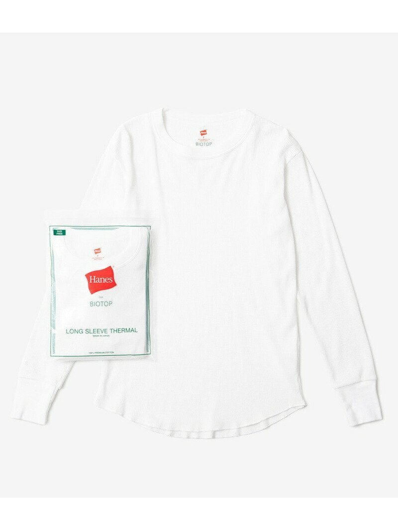 【アダム エ ロペ/ADAM ET ROPE'】の【Hanes for BIOTOP】LONG SLEEVE THERMAL インテリア・キッズ・メンズ・レディースファッション・服の通販 founy(ファニー) 　ファッション　Fashion　レディースファッション　Fashion for Women　トップス・カットソー　Cut & Sew Tops　アンダー　Underwear Essentials　インナー　Innerwear　サーマル　Thermal, Waffle Knit　定番　Standard, Basic Item　人気　Popular, Best Seller　パターン　Pattern, Design Print　ベーシック　Basic, Essential　ボトム　Bottoms, Lower Wear　別注　Limited Edition, Custom Order　メンズ　Men's, Menswear　ラウンド　Round, Round Neck　日本製　Made In Japan　ホワイト(10)|ID: prp329100004685161 ipo3291000000033834545