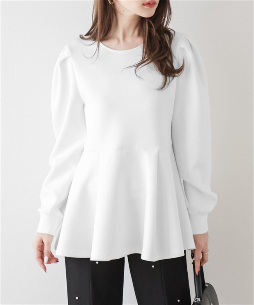 【ラジュール/Lajour】の日本製ペプラムトップス インテリア・キッズ・メンズ・レディースファッション・服の通販 founy(ファニー) 　ファッション　Fashion　レディースファッション　Fashion for Women　トップス・カットソー　Cut & Sew Tops　フレア　Flare, Flared　ペプラム　Peplum, Flared Hem　エレガント 上品　Elegant　日本製　Made In Japan　ホワイト|ID: prp329100004685204 ipo3291000000033834865