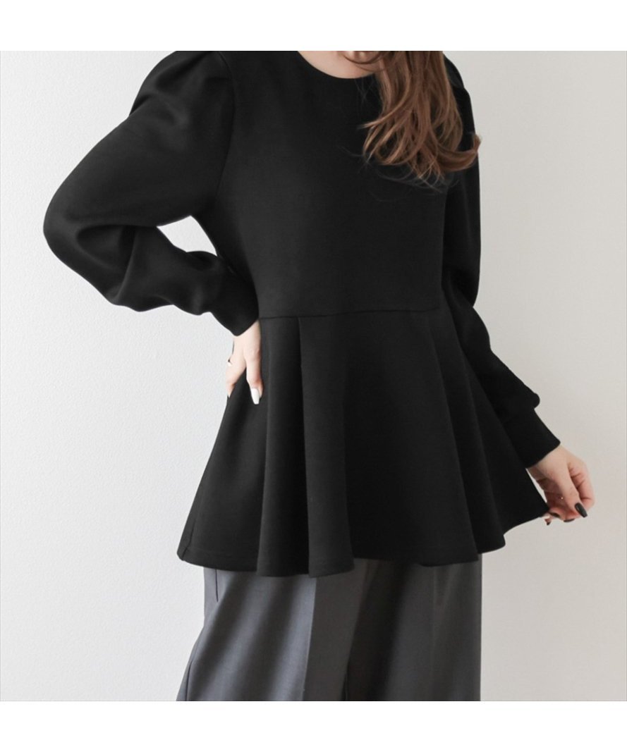 【ラジュール/Lajour】の日本製ペプラムトップス インテリア・キッズ・メンズ・レディースファッション・服の通販 founy(ファニー) 　ファッション　Fashion　レディースファッション　Fashion for Women　トップス・カットソー　Cut & Sew Tops　フレア　Flare, Flared　ペプラム　Peplum, Flared Hem　エレガント 上品　Elegant　日本製　Made In Japan　ブラック|ID: prp329100004685204 ipo3291000000033834866