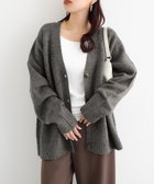 【アンドミー/andme】の天竺編み Vネック 長袖 ニット カーディガン チャコールグレー|ID: prp329100004685208 ipo3291000000034636204