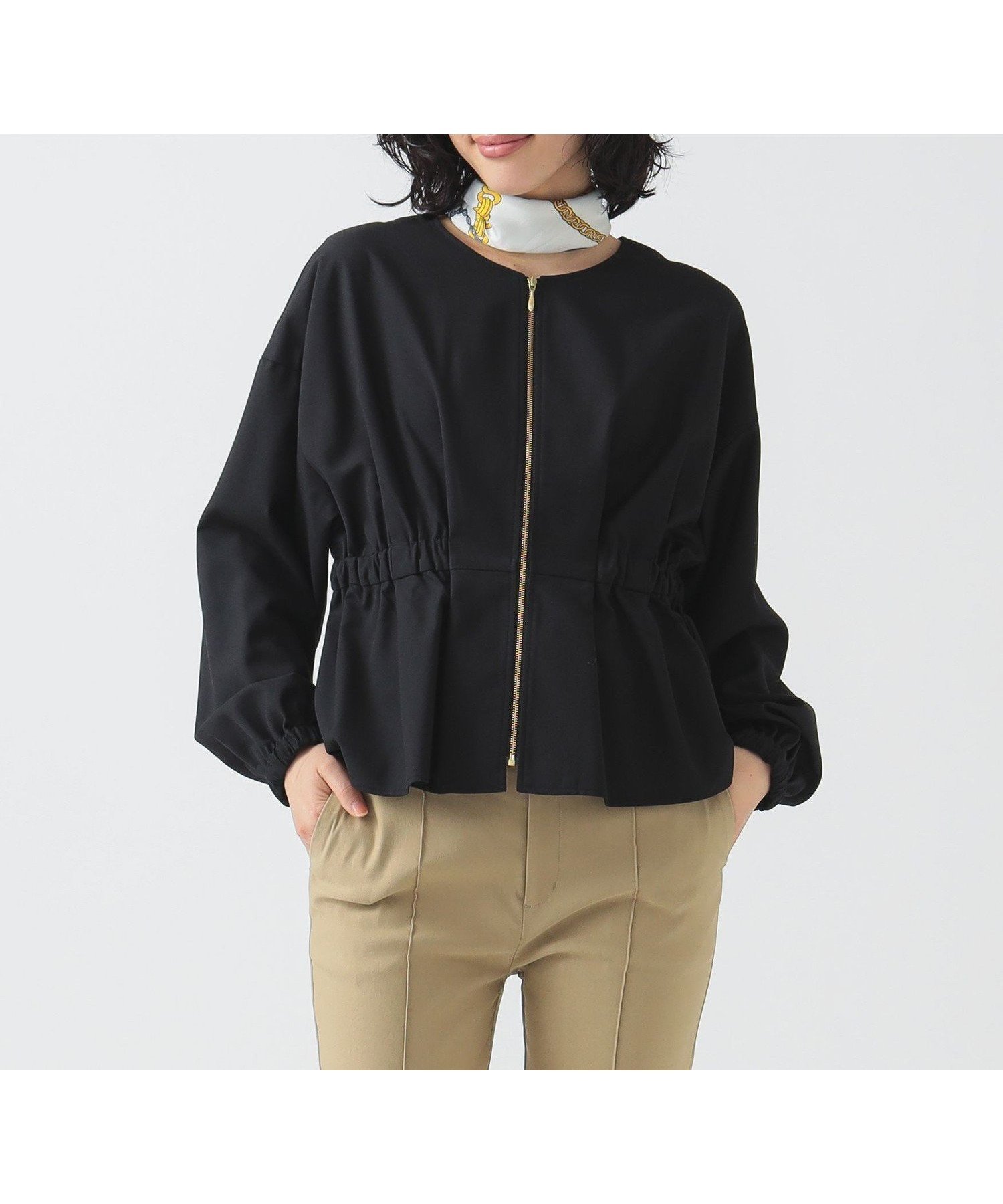 【ビーミングライフストアバイビームス/B:MING LIFE STORE by BEAMS】のウエスト ギャザー ブルゾン(S~M) インテリア・キッズ・メンズ・レディースファッション・服の通販 founy(ファニー) 　ファッション　Fashion　レディースファッション　Fashion for Women　アウター　Coat / Outerwear Collection　ブルゾンジャケット・スポーティアウター　Blouson Jackets　ギャザー　Gathered, Ruffled　フィット　Fit, Slim Fit　ブルゾン　Blouson, Bomber Jacket　ペプラム　Peplum, Flared Hem　エレガント 上品　Elegant　BLACK|ID: prp329100004685217 ipo3291000000033834940