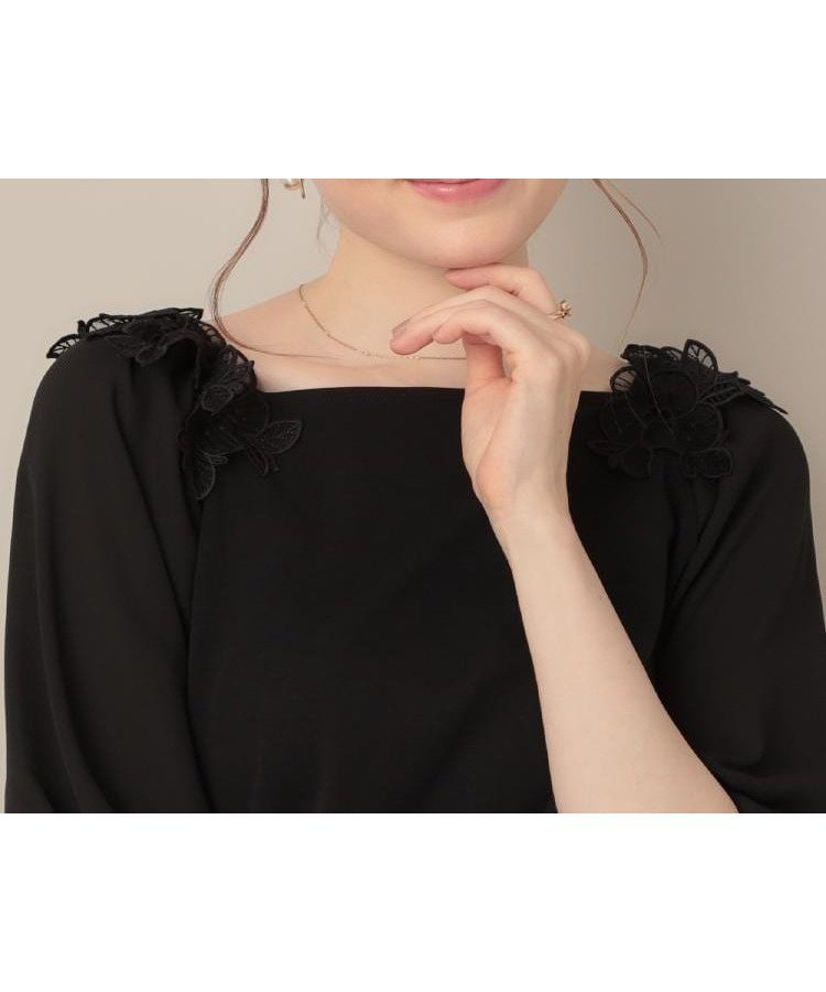 【クチュール ブローチ/Couture Brooch】の【マシンウォッシャブル・UVケア・接触冷感】ラグランレースドッキングカットソー インテリア・キッズ・メンズ・レディースファッション・服の通販 founy(ファニー) 　ファッション　Fashion　レディースファッション　Fashion for Women　トップス・カットソー　Cut & Sew Tops　カットソー・ベーシックTシャツ　Cut-and-Sewn Tops / Stretch Tees & Basics　カットソー　Cut and Sewn Top　ドッキング　Docking, Mixed Material　フラワー　Flower, Floral　レース　Lace, Lace Fabric　ブラック|ID: prp329100004685223 ipo3291000000033834970
