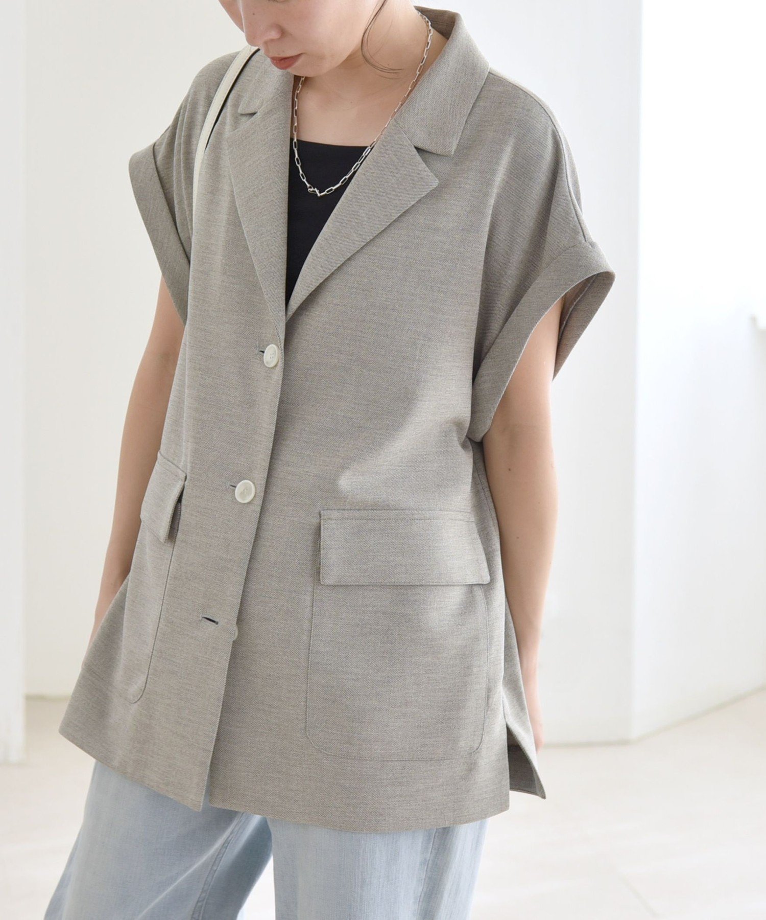 【シップス フォー ウィメン/SHIPS】のquaranciel ウーステッド フレンチスリーブ テーラード ジレ ジャケット 人気、トレンドファッション・服の通販 founy(ファニー) 　ファッション　Fashion　レディースファッション　Fashion for Women　アウター　Coat / Outerwear Collection　レディースジャケット・軽アウター　Jackets　2025年　2025　2025春夏・S/S　Spring/Summer 2025 SS25　おすすめ　Recommended / Our Picks　インナー　Innerwear　ショート　Short, Short Length　ジャケット　Jacket, Outerwear　スリーブ　Sleeve, Long Sleeve / Short Sleeve　タンク　Tank Top, Sleeveless Top　ダウン　Down, Puffer　テーラード　Tailored, Tailored Fit　フレンチ　French, French Style　フロント　Front, Front Design　ポケット　Pocket, Pocket Detail　洗える　Machine Washable　 other-1|ID: prp329100004685260 ipo3291000000033835180
