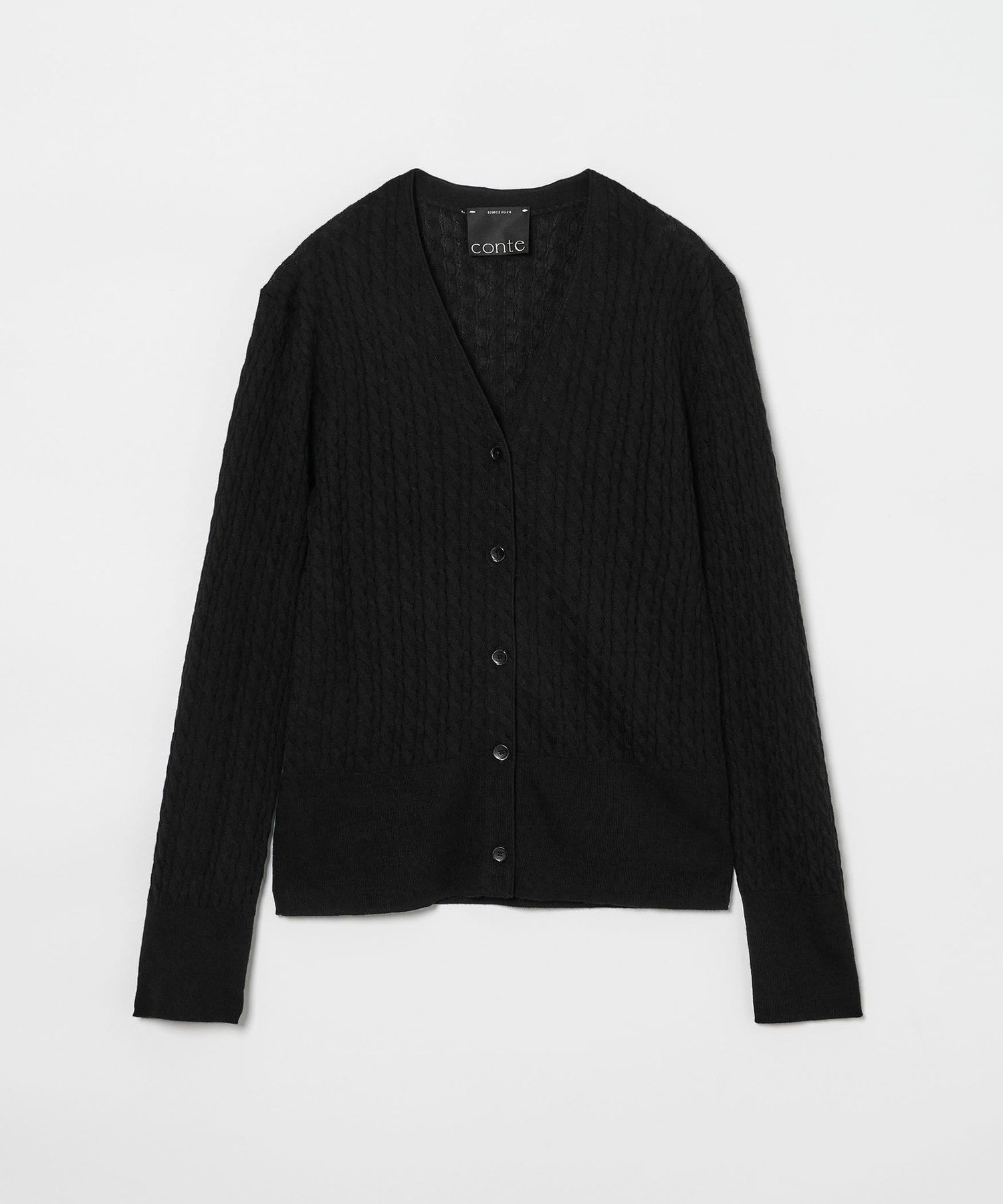 【ユナイテッドアローズ/UNITED ARROWS】のconte ケーブル Vネック カーディガン インテリア・キッズ・メンズ・レディースファッション・服の通販 founy(ファニー) 　ファッション　Fashion　レディースファッション　Fashion for Women　トップス・カットソー　Cut & Sew Tops　カーディガン・羽織り　Layered Style Cardigans　Vネックトップス　V-Neck Tops / V-Cut Neckline Shirts　インナー　Innerwear　オーガンジー　Organza Fabric　カーディガン　Cardigan, Knitwear　シルク　Silk, 100% Silk　ジャケット　Jacket, Outerwear　BLACK|ID: prp329100004685274 ipo3291000000033835267