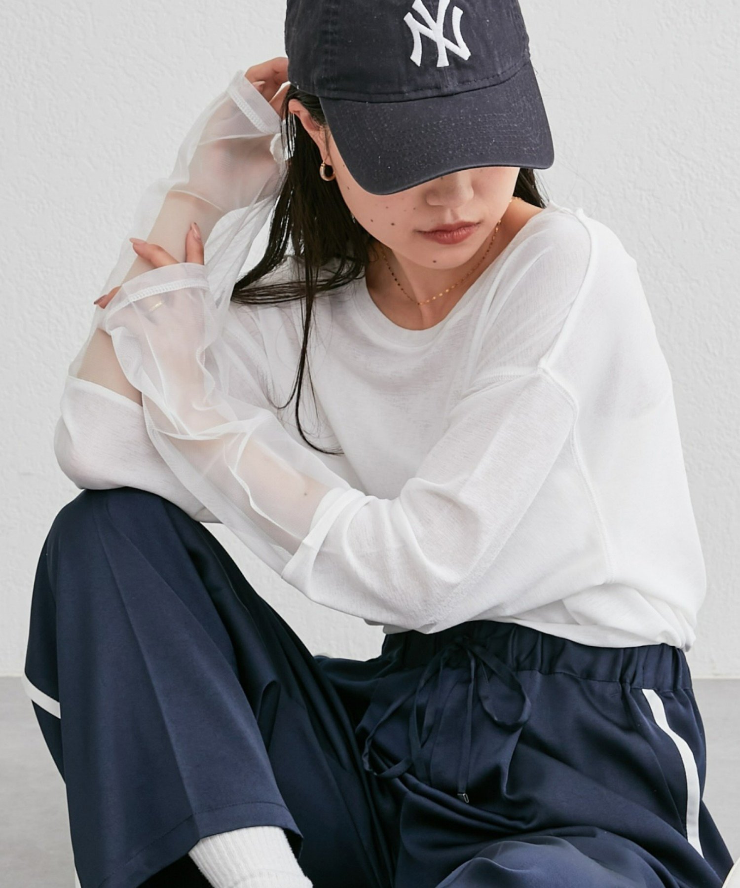 【チャオパニックティピー/CIAOPANIC TYPY】の【新色追加】袖切替シアーアソートTEE インテリア・キッズ・メンズ・レディースファッション・服の通販 founy(ファニー) 　ファッション　Fashion　レディースファッション　Fashion for Women　トップス・カットソー　Cut & Sew Tops　インナー　Innerwear　キャミワンピース　Cami Dress, Slip Dress　切替　Switching, Contrast Panel　サロペット　Overalls, Salopette　シアー　Sheer, See-Through　シンプル　Simple, Minimal　チュール　Tulip, Tulip Motif　ルーズ　Loose, Oversized　ロング　Long, Long-Length　再入荷　Restock / Back in Stock　おすすめ　Recommended / Our Picks　ホワイト|ID: prp329100004685292 ipo3291000000033835347