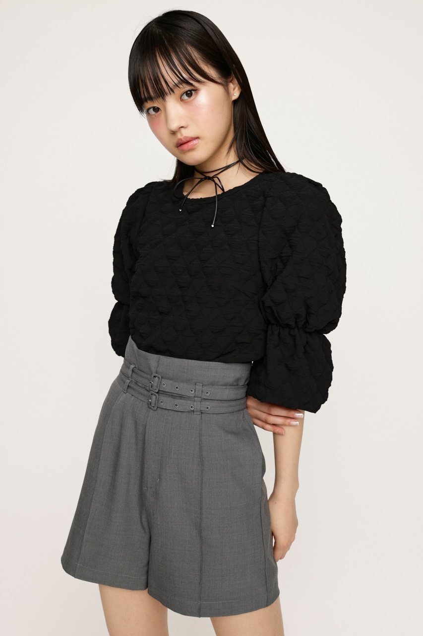 【スライ/SLY】のPUFF SLEEVE CUT トップス インテリア・キッズ・メンズ・レディースファッション・服の通販 founy(ファニー) 　ファッション　Fashion　レディースファッション　Fashion for Women　トップス・カットソー　Cut & Sew Tops　おすすめ　Recommended / Our Picks　デニム　Denim, Jeans Material　BLK|ID: prp329100004685300 ipo3291000000033835382
