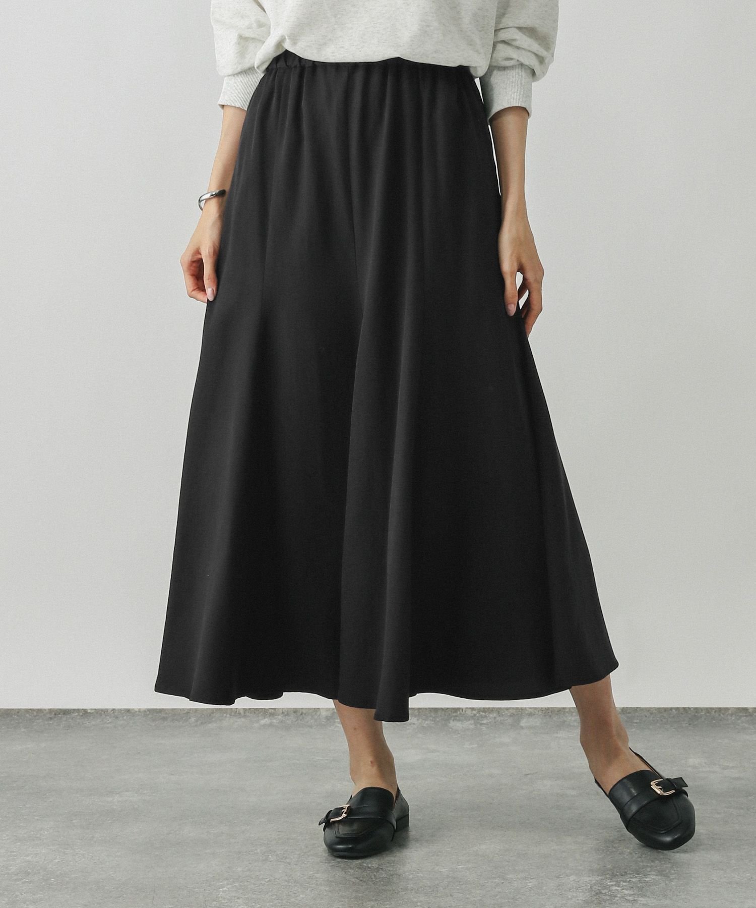 【グローバルワーク/GLOBAL WORK】のシルクライクフレアスカート/575212 インテリア・キッズ・メンズ・レディースファッション・服の通販 founy(ファニー) 　ファッション　Fashion　レディースファッション　Fashion for Women　スカート　Skirts　Aライン・フレアスカート　A-Line & Flared Skirts　トレンド　Trend, Trending Now　ピーチ　Peach, Soft Touch　フレア　Flare, Flared　ロング　Long, Long-Length　ワイド　Wide, Wide Fit　楽ちん　Easy Fit, Comfortable　ブラック09|ID: prp329100004685344 ipo3291000000034598446