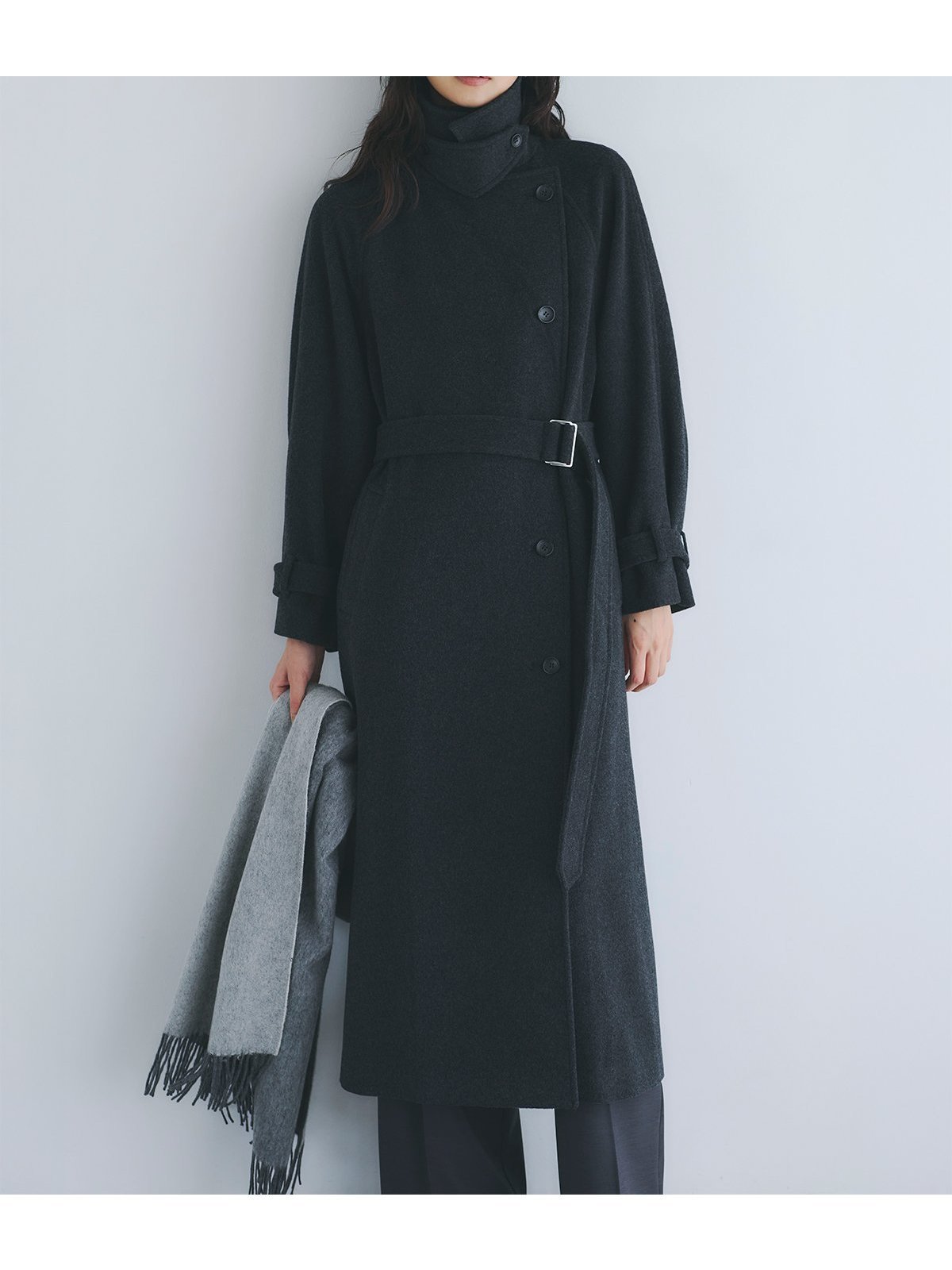【アニュアンス/anuans】のウールトレンチコート インテリア・キッズ・メンズ・レディースファッション・服の通販 founy(ファニー) 　ファッション　Fashion　レディースファッション　Fashion for Women　アウター　Coat / Outerwear Collection　コート・ロングコート・ピーコート　Long Coats, Peacoats & More　トレンチコート / 春秋の定番アウター　Trench Coats　なめらか　Smooth, Silky Texture　キュプラ　Cupro, Eco Fabric　スタンド　Stand Collar, Upright Stand　ベーシック　Basic, Essential　マニッシュ　Mannish, Boyish　冬　Winter / This Winter　CHARCOAL GREY|ID: prp329100004685364 ipo3291000000033835651