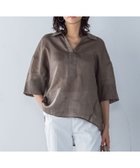 【ロートレ アモン/LAUTRE AMONT】のシアーリネンVネックブラウス≪手洗い可能≫ ブラウン|ID: prp329100004685403 ipo3291000000033835886