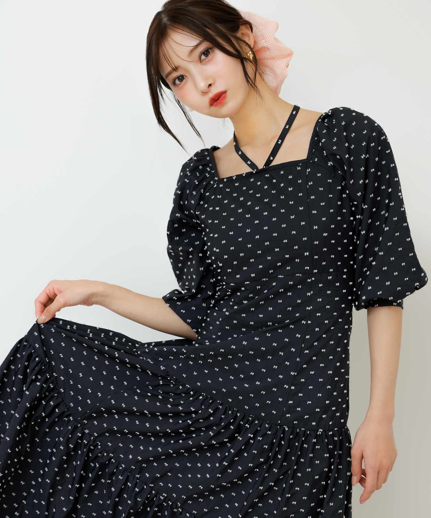 【ノエラ/Noela】のアソートティアードワンピ インテリア・キッズ・メンズ・レディースファッション・服の通販 founy(ファニー) 　ファッション　Fashion　レディースファッション　Fashion for Women　ワンピース　Dresses　スクエア　Square, Square Shape　ティアードワンピース　Tiered Dress, Flared Dress　フロント　Front, Front Design　ポケット　Pocket, Pocket Detail　ラップ　Wrap, Wrap Design　リボン　Ribbon, Bow　今季　This Season, Current Season　ブラック|ID: prp329100004685409 ipo3291000000033835924