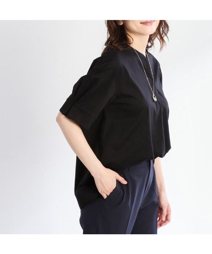 【リフレクト/Reflect】の【すっきり見え!長め丈/接触冷感/マシンウォッシュ可】スキッパーネックジャージトップス インテリア・キッズ・メンズ・レディースファッション・服の通販 founy(ファニー) https://founy.com/ ファッション Fashion レディースファッション Fashion for Women トップス・カットソー Cut & Sew Tops シルケット Silket, Silky Cotton スキッパー Skipper, Open Collar スーピマ Supima, Premium Cotton フレア Flare, Flared ベーシック Basic, Essential |ID: prp329100004685414 ipo3291000000033835952