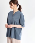 【リフレクト/Reflect】の【すっきり見え!長め丈/接触冷感/マシンウォッシュ可】スキッパーネックジャージトップス ブルー|ID: prp329100004685414 ipo3291000000033835956