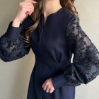 【ジュノア/JUNOAH】のシャギースリーブウエストタックワンピース ネイビー|ID: prp329100004685427 ipo3291000000034000544