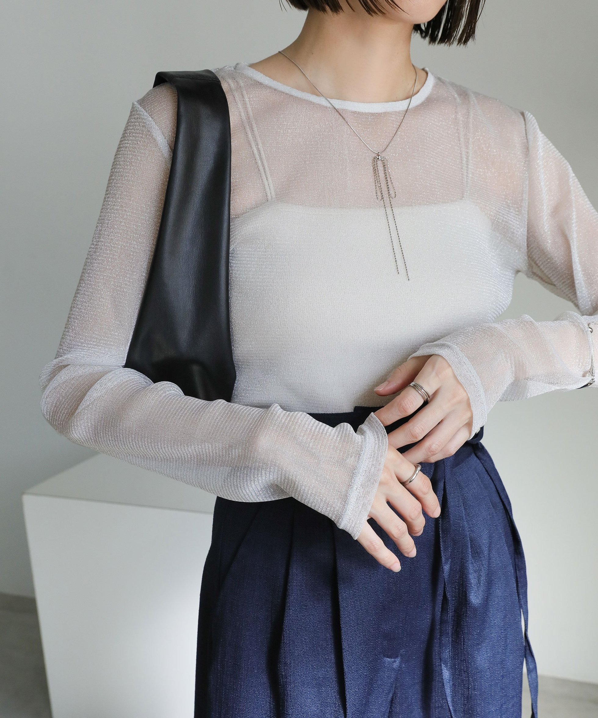 【セレクトモカ/SELECT MOCA】のラメシアートップス インテリア・キッズ・メンズ・レディースファッション・服の通販 founy(ファニー) 　ファッション　Fashion　レディースファッション　Fashion for Women　トップス・カットソー　Cut & Sew Tops　おすすめ　Recommended / Our Picks　トレンド　Trend, Trending Now　ベーシック　Basic, Essential　オフホワイト-110|ID: prp329100004685481 ipo3291000000033836372