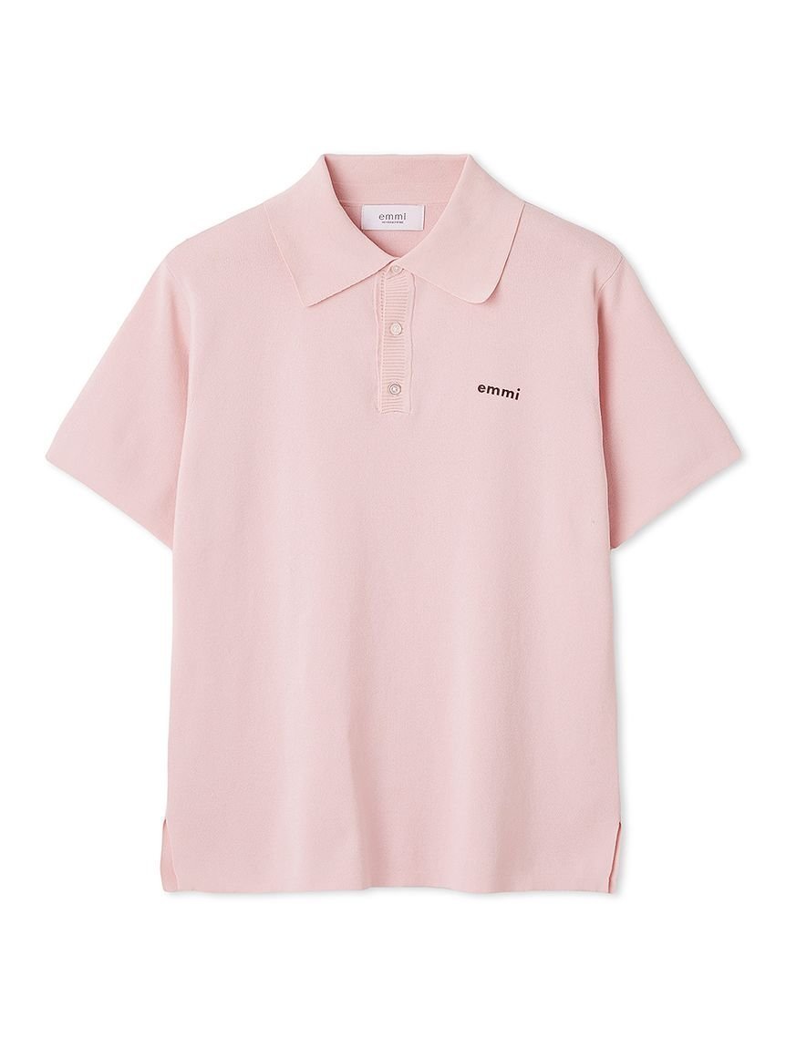 【エミ/emmi】のemmiロゴニットポロトップス インテリア・キッズ・メンズ・レディースファッション・服の通販 founy(ファニー) 　ファッション　Fashion　レディースファッション　Fashion for Women　トップス・カットソー　Cut & Sew Tops　ニット　Knit Tops & Sweaters　ストレッチ　Stretch, Stretchy Fabric　トレンド　Trend, Trending Now　PNK[066]|ID: prp329100004685491 ipo3291000000033836418