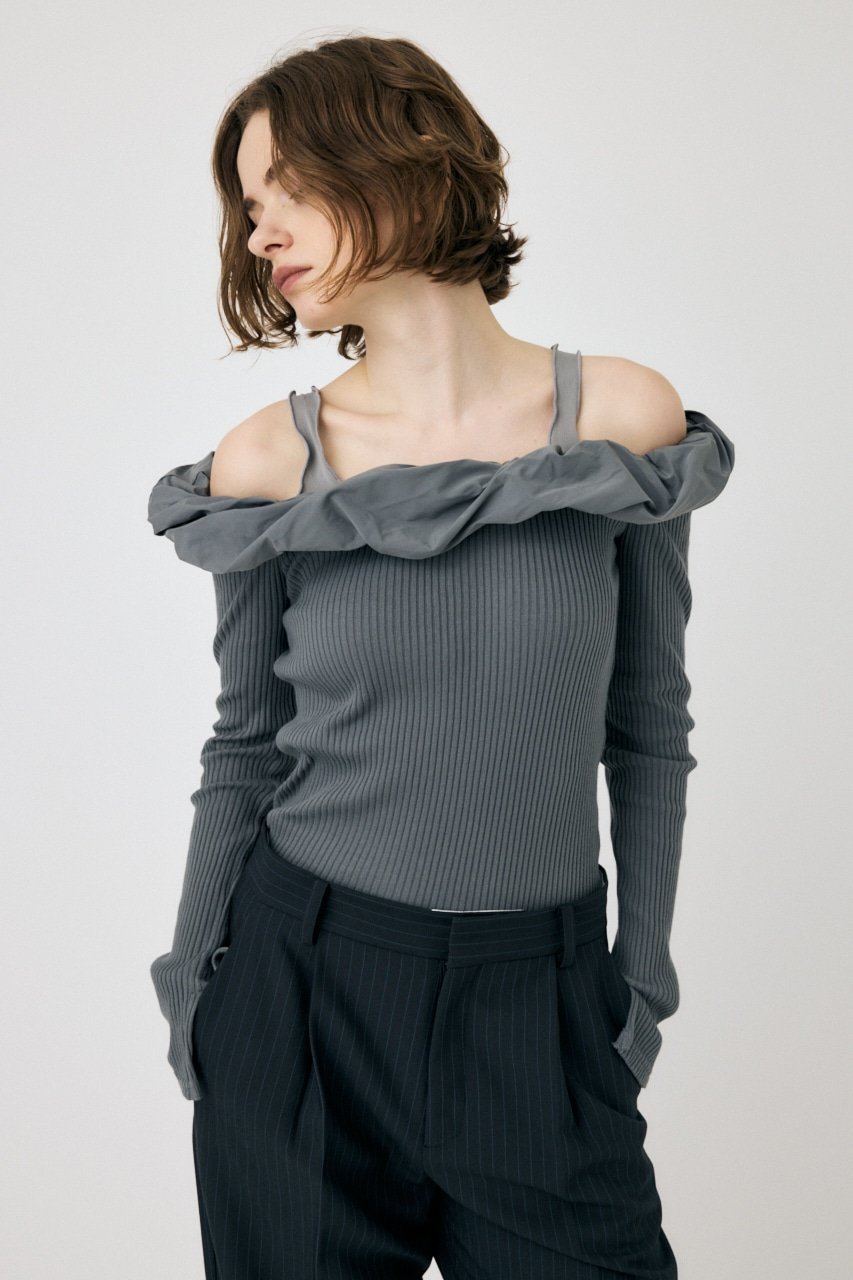 【マウジー/moussy】のPUFF SHOULDER トップス インテリア・キッズ・メンズ・レディースファッション・服の通販 founy(ファニー) 　ファッション　Fashion　レディースファッション　Fashion for Women　トップス・カットソー　Cut & Sew Tops　カットソー　Cut and Sewn Top　チュール　Tulip, Tulip Motif　GRY|ID: prp329100004685497 ipo3291000000033836450