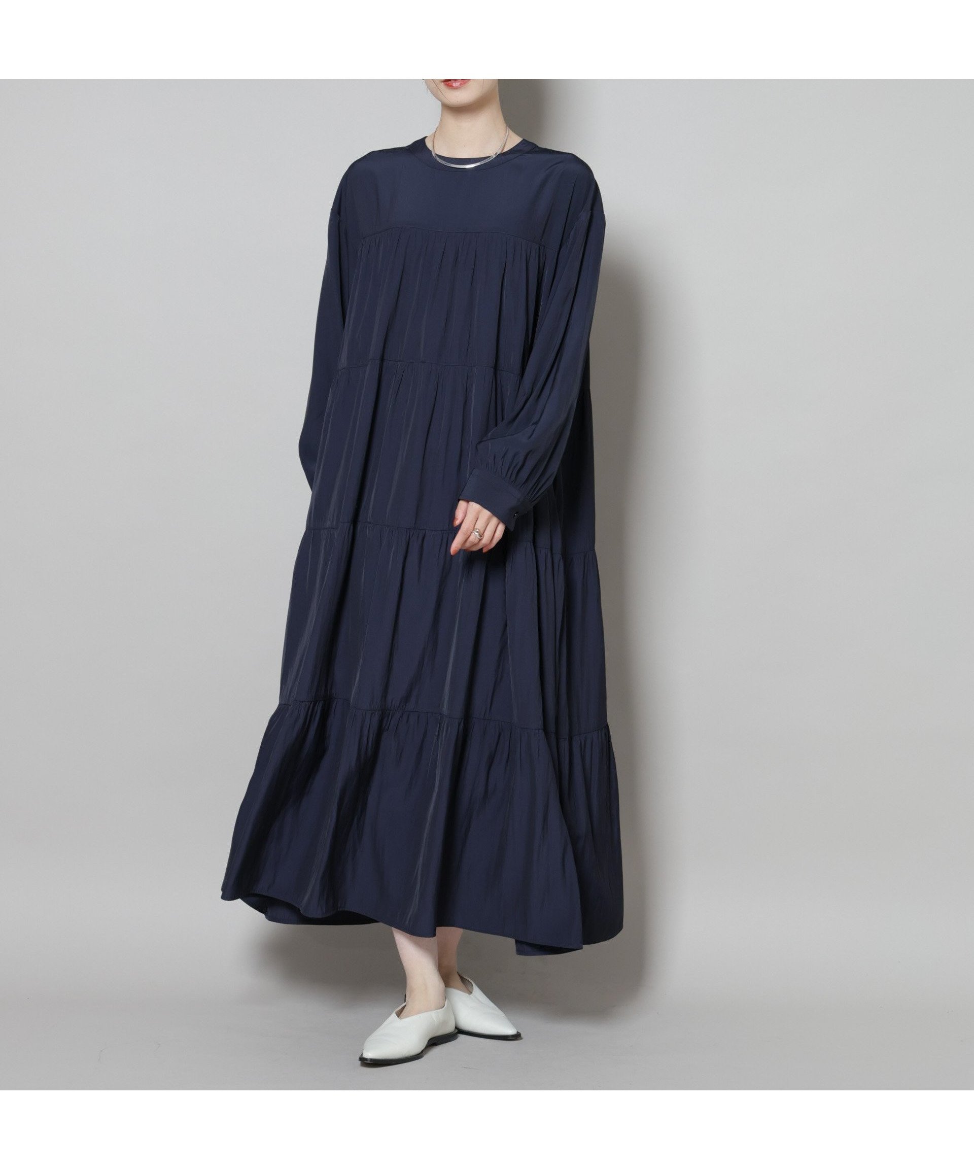 【ナノ ユニバース/nano universe】のティアードワンピース インテリア・キッズ・メンズ・レディースファッション・服の通販 founy(ファニー) 　ファッション　Fashion　レディースファッション　Fashion for Women　ワンピース　Dresses　アクセサリー　Fashion Accessories　ウォッシャブル　Machine Washable　カーディガン　Cardigan, Knitwear　ジャケット　Jacket, Outerwear　ティアードワンピース　Tiered Dress, Flared Dress　ドレープ　Drape, Draping Fabric　フェミニン　Feminine, Girly　ポケット　Pocket, Pocket Detail　マキシ　Maxi, Full Length　A/W・秋冬　Autumn/Winter　エレガント 上品　Elegant　2025年　2025　2025-2026秋冬・A/W　Autumn/Winter 2025–26 AW25–26　ネイビー|ID: prp329100004685511 ipo3291000000033836528