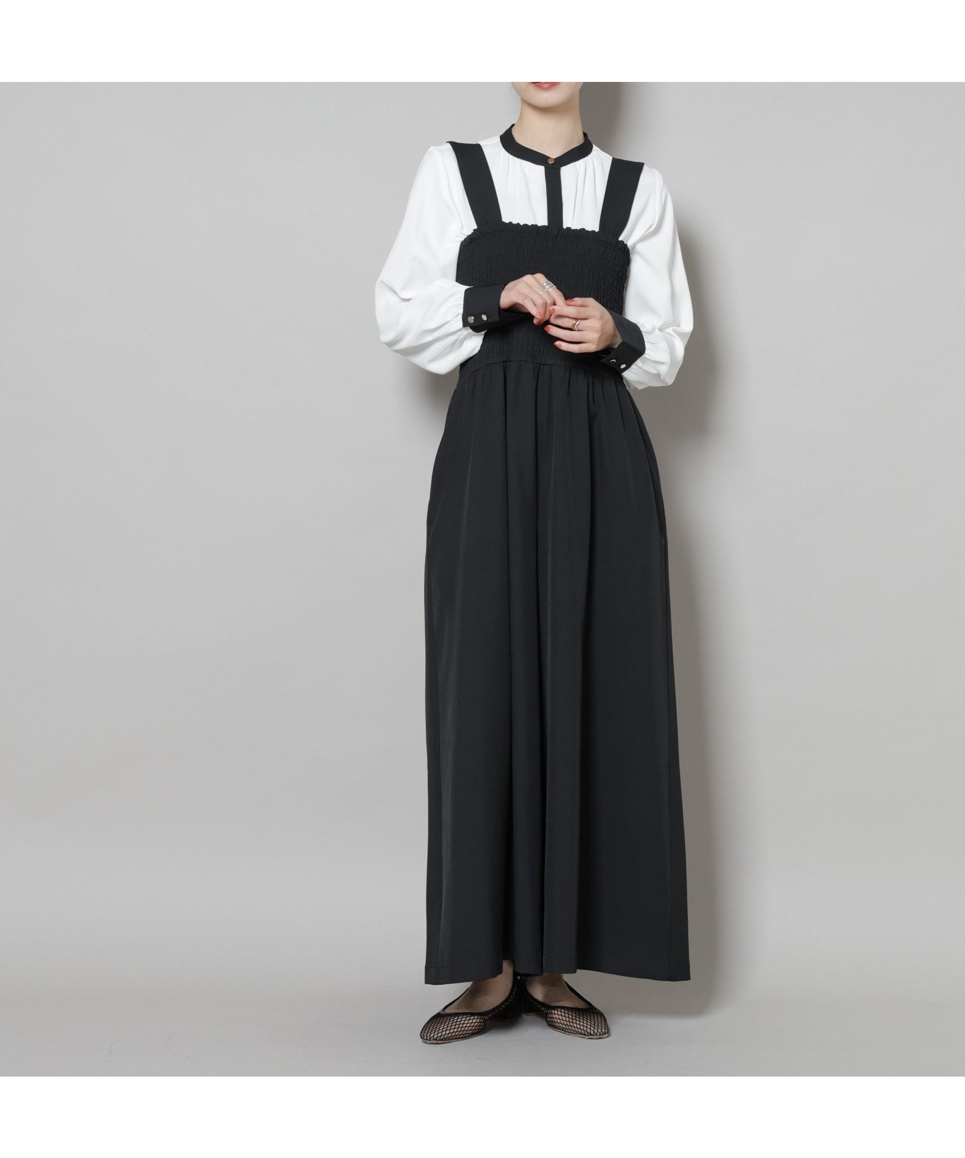 【ナノ ユニバース/nano universe】のシャーリングサロペット インテリア・キッズ・メンズ・レディースファッション・服の通販 founy(ファニー) 　ファッション　Fashion　レディースファッション　Fashion for Women　ワンピース　Dresses　サロペット&オールインワン　Dungarees & Jumpsuit Styles　インナー　Innerwear　秋　Autumn　カットソー　Cut and Sewn Top　カーディガン　Cardigan, Knitwear　サロペット　Overalls, Salopette　シャーリング　Shirring, Ruched　ジャケット　Jacket, Outerwear　スリーブ　Sleeve, Long Sleeve / Short Sleeve　フェミニン　Feminine, Girly　ベーシック　Basic, Essential　ロング　Long, Long-Length　ワイド　Wide, Wide Fit　おすすめ　Recommended / Our Picks　2025年　2025　2025-2026秋冬・A/W　Autumn/Winter 2025–26 AW25–26　ブラック|ID: prp329100004685513 ipo3291000000033836539