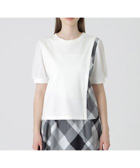 【ブルーレーベル クレストブリッジ/BLUE LABEL CRESTBRIDGE】のコンパクトピマスムースコンビTシャツ 人気、トレンドファッション・服の通販 founy(ファニー) ファッション Fashion レディースファッション Fashion for Women トップス・カットソー Cut & Sew Tops シャツ・ブラウス・オフィスカジュアル Elegant Blouses & Button-Ups ロングTシャツ・Tシャツ Longline T-Shirts & Tees おすすめ Recommended / Our Picks コンビ Combo, Combination Style ジョーゼット Georgette, Semi-Sheer Fabric チェック Check, Plaid, Tartan エレガント 上品 Elegant |ID:prp329100004685593