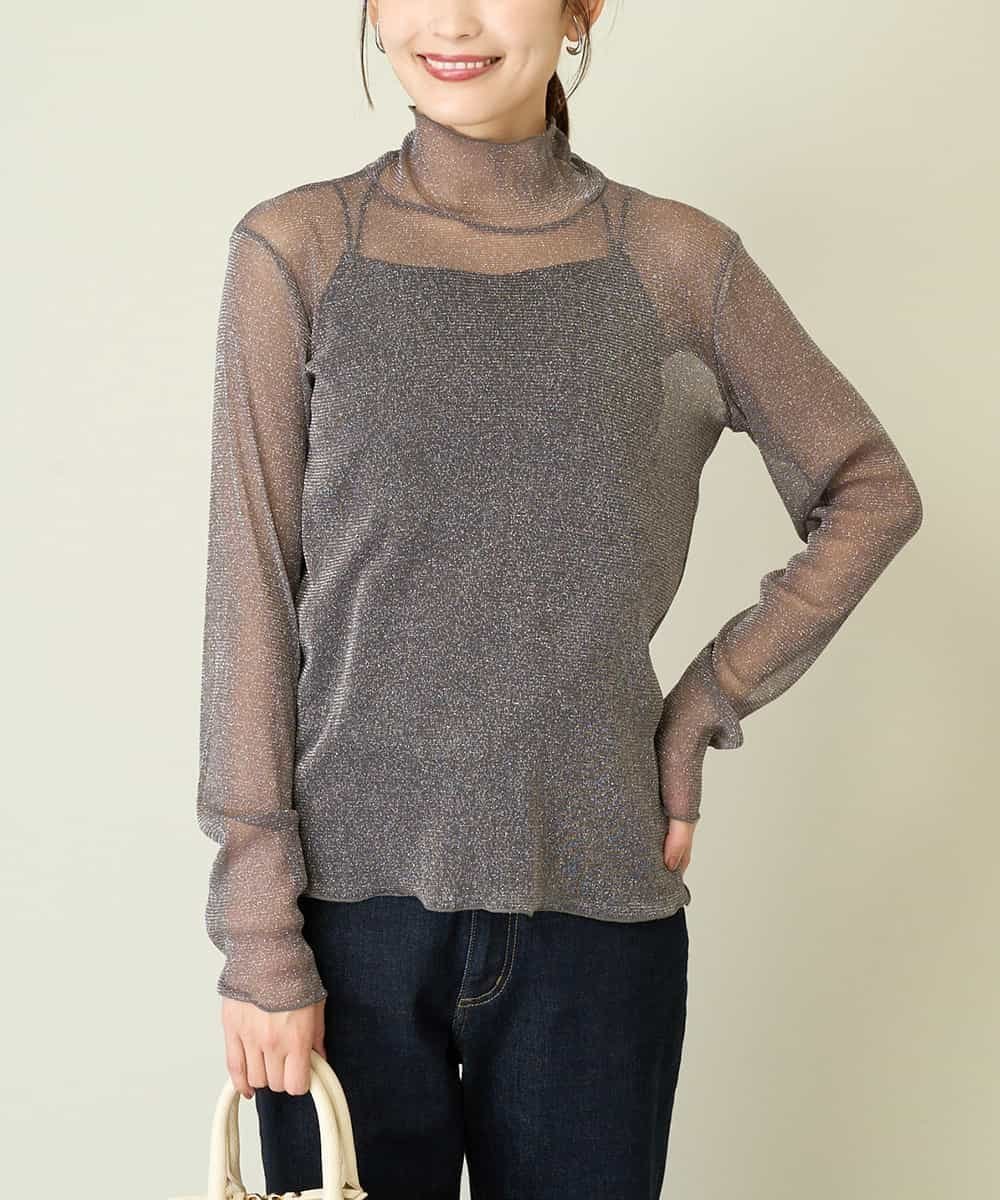 【アー ヴェー ヴェー/a.v.v】のシアーラメハイネックトップス インテリア・キッズ・メンズ・レディースファッション・服の通販 founy(ファニー) 　ファッション　Fashion　レディースファッション　Fashion for Women　トップス・カットソー　Cut & Sew Tops　インナー　Innerwear　カーディガン　Cardigan, Knitwear　シアー　Sheer, See-Through　フィット　Fit, Slim Fit　ベーシック　Basic, Essential　エレガント 上品　Elegant　再入荷　Restock / Back in Stock　ダークグレー|ID: prp329100004685613 ipo3291000000033837152