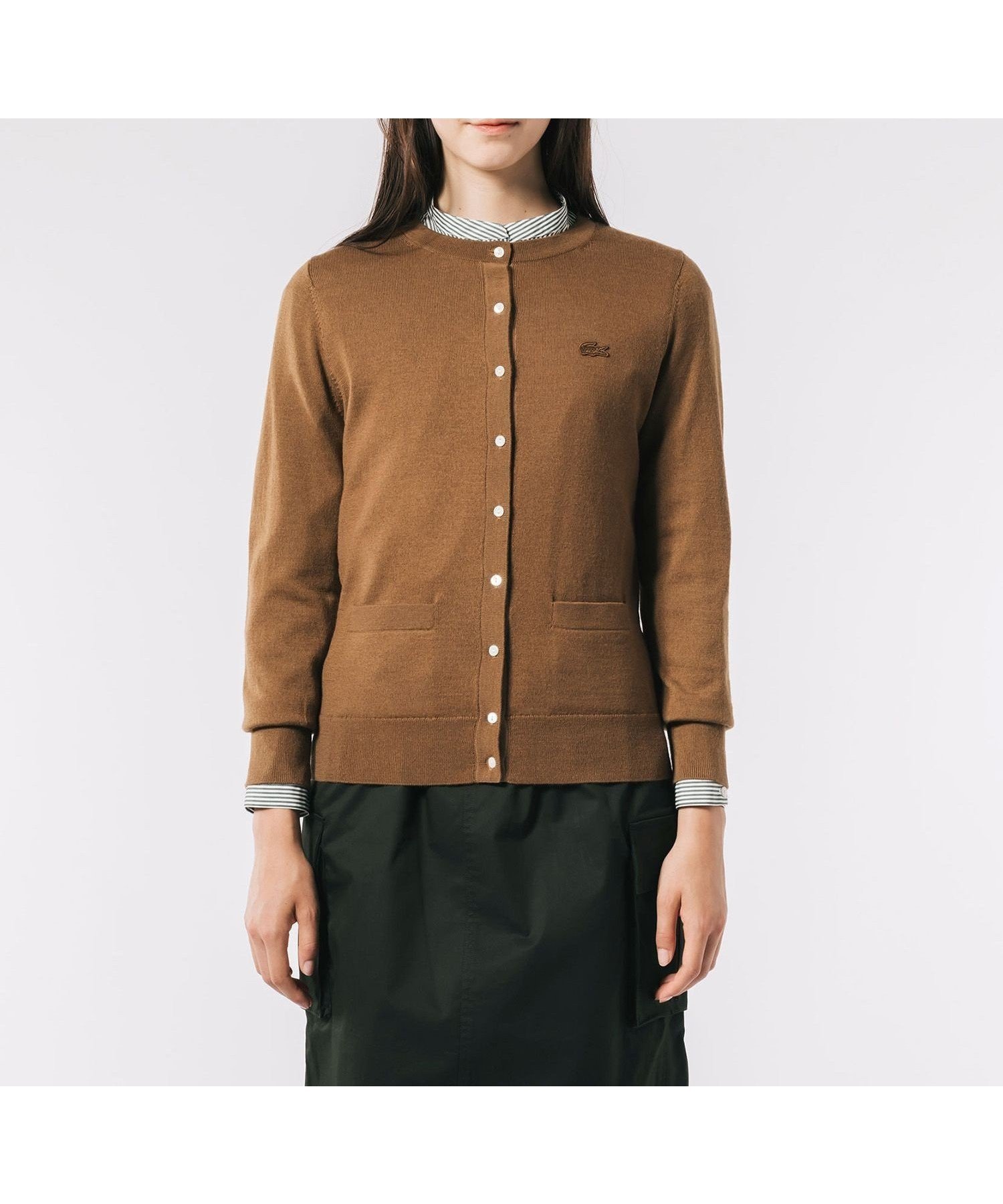【ラコステ/LACOSTE】のウォッシャブルウールニットカーディガン インテリア・キッズ・メンズ・レディースファッション・服の通販 founy(ファニー) 　ファッション　Fashion　レディースファッション　Fashion for Women　トップス・カットソー　Cut & Sew Tops　ニット　Knit Tops & Sweaters　カーディガン・羽織り　Layered Style Cardigans　カーディガン　Cardigan, Knitwear　ダブル　Double, Double-Breasted　ポケット　Pocket, Pocket Detail　ブラウン|ID: prp329100004685641 ipo3291000000033837285