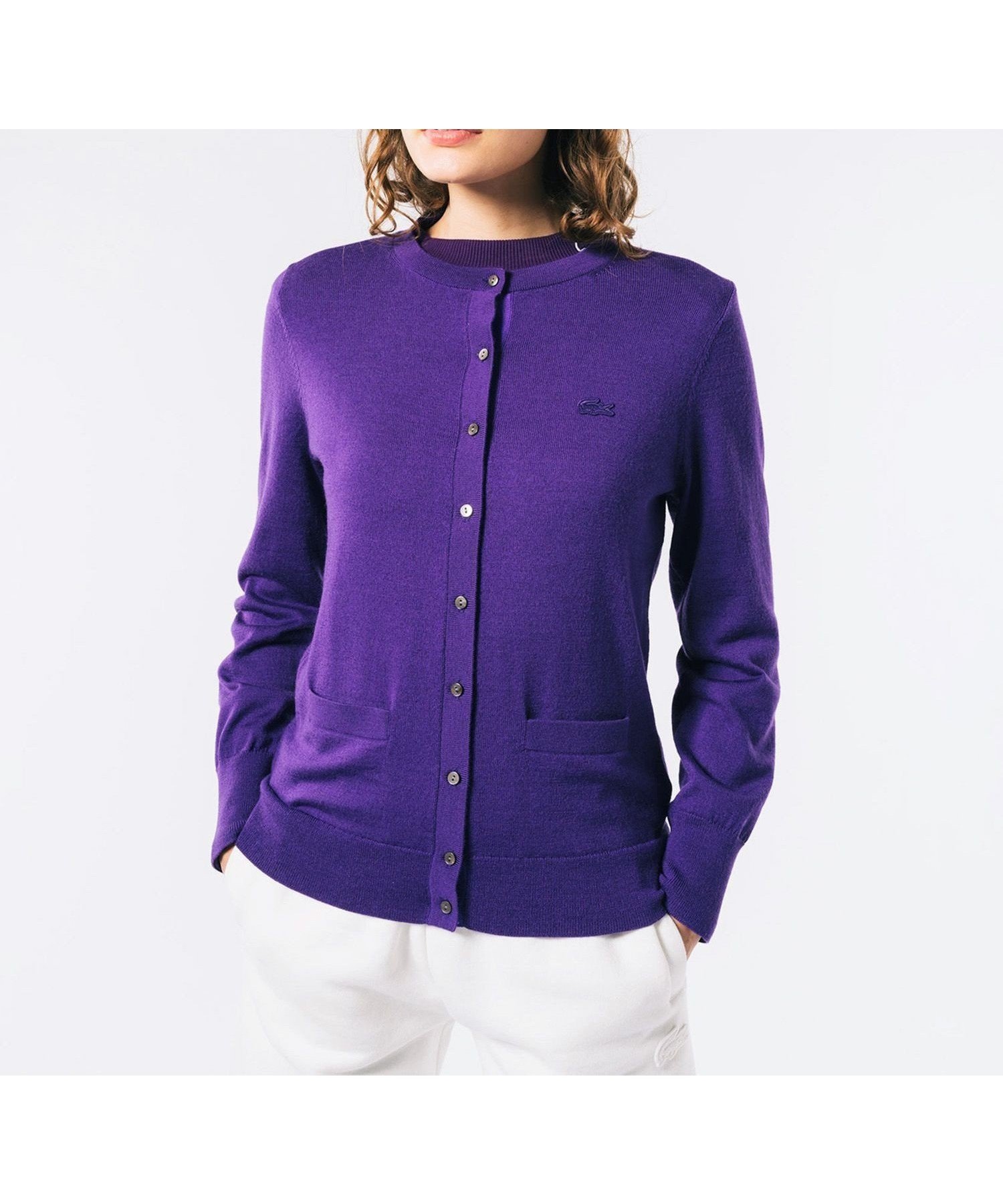【ラコステ/LACOSTE】のウォッシャブルウールニットカーディガン インテリア・キッズ・メンズ・レディースファッション・服の通販 founy(ファニー) 　ファッション　Fashion　レディースファッション　Fashion for Women　トップス・カットソー　Cut & Sew Tops　ニット　Knit Tops & Sweaters　カーディガン・羽織り　Layered Style Cardigans　カーディガン　Cardigan, Knitwear　ダブル　Double, Double-Breasted　ポケット　Pocket, Pocket Detail　バイオレット|ID: prp329100004685641 ipo3291000000033837288
