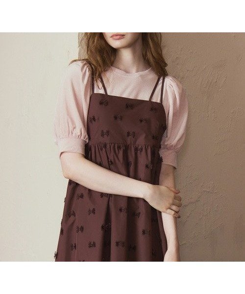 【ストロベリーフィールズ/STRAWBERRY FIELDS】のシアーベロアギャザースリーブトップス インテリア・キッズ・メンズ・レディースファッション・服の通販 founy(ファニー) 　ファッション　Fashion　レディースファッション　Fashion for Women　トップス・カットソー　Cut & Sew Tops　ベロアトップス　Velour Tops / Velvet-Look Items　ピンク|ID: prp329100004685680 ipo3291000000033837545