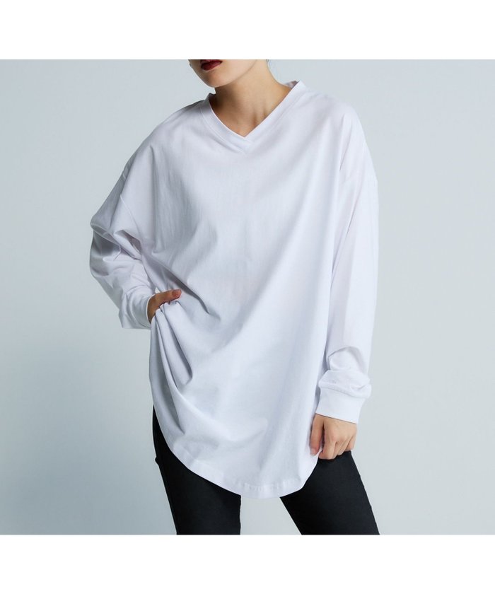 【ジーナシス/JEANASiS】のロゴシシュウVネックLS TEE インテリア・キッズ・メンズ・レディースファッション・服の通販 founy(ファニー) https://founy.com/ ファッション Fashion レディースファッション Fashion for Women トップス・カットソー Cut & Sew Tops Vネックトップス V-Neck Tops / V-Cut Neckline Shirts シンプル Simple, Minimal ワーク Workwear, Utility Style 夏 Summer 長袖 Long Sleeve, Full Sleeve |ID: prp329100004685683 ipo3291000000033837554