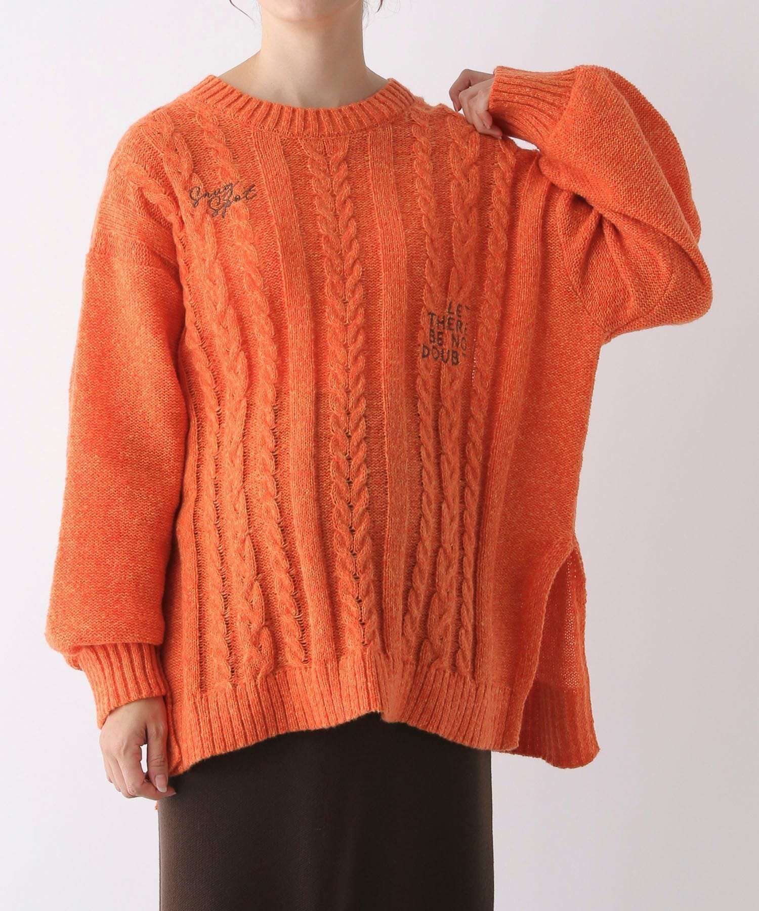 【レプシィム ローリーズファーム/LEPSIM LOWRYS FARM】の【産前・産後対応】マタニティ/刺繍ケーブルプルオーバー インテリア・キッズ・メンズ・レディースファッション・服の通販 founy(ファニー) 　ファッション　Fashion　キッズファッション　Fashion for Kids　トップス・カットソー　Cut & Sew Tops　おすすめ　Recommended / Our Picks　ボトム　Bottoms, Lower Wear　冬　Winter / This Winter　オレンジ45|ID: prp329100004685757 ipo3291000000033914072
