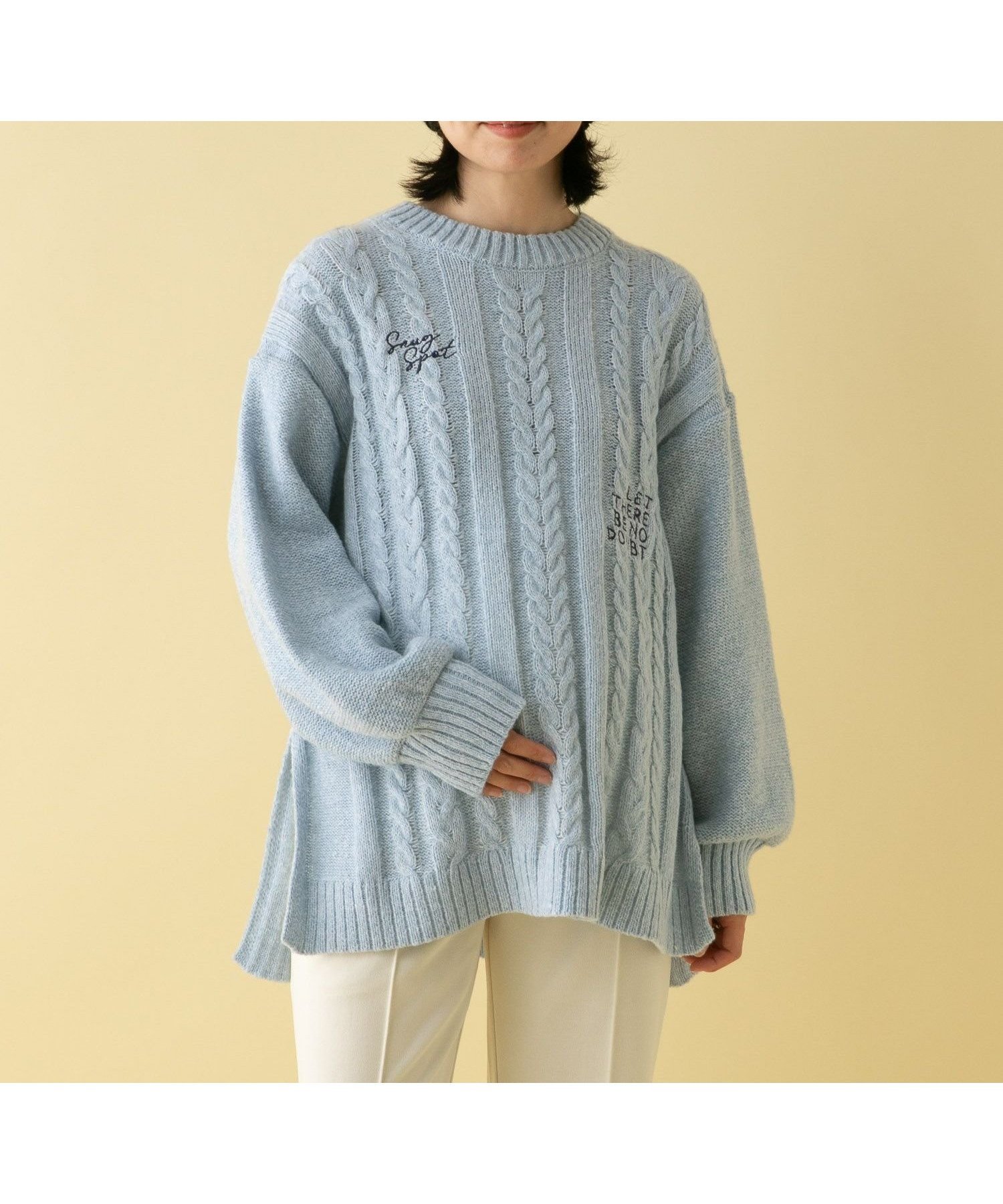 【レプシィム ローリーズファーム/LEPSIM LOWRYS FARM】の【産前・産後対応】マタニティ/刺繍ケーブルプルオーバー インテリア・キッズ・メンズ・レディースファッション・服の通販 founy(ファニー) 　ファッション　Fashion　キッズファッション　Fashion for Kids　トップス・カットソー　Cut & Sew Tops　おすすめ　Recommended / Our Picks　ボトム　Bottoms, Lower Wear　冬　Winter / This Winter　ブルー82|ID: prp329100004685757 ipo3291000000033914078