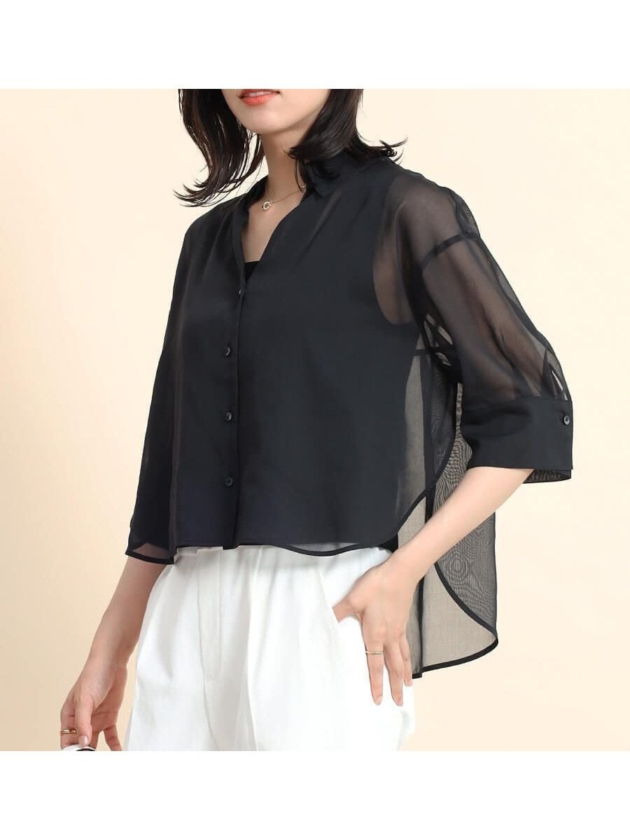 【ヴァン/Vin】のバックリボンシアーシャツ 人気、トレンドファッション・服の通販 founy(ファニー) 　ファッション　Fashion　レディースファッション　Fashion for Women　トップス・カットソー　Cut & Sew Tops　シャツ・ブラウス・オフィスカジュアル　Elegant Blouses & Button-Ups　おすすめ　Recommended / Our Picks　エレガント 上品　Elegant　キャミソール　Camisole, Spaghetti Strap Top　クロップド　Cropped, Short Length　タイプライター　Typewriter Fabric, Crisp Cotton　タンク　Tank Top, Sleeveless Top　フロント　Front, Front Design　夏　Summer　 other-1|ID: prp329100004685768 ipo3291000000033838037