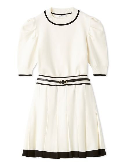 【スナイデル/SNIDEL】のミニニットセットアップ 人気、トレンドファッション・服の通販 founy(ファニー) 　ファッション　Fashion　レディースファッション　Fashion for Women　トップス・カットソー　Cut & Sew Tops　ニット　Knit Tops & Sweaters　クラシカル　Classical, Vintage-Inspired　セットアップ　Set-Up, Coordinated Outfit　パイピング　Piping, Trim Design　フェイクレザー　Faux Leather, PU Leather　プリーツ　Pleats, Pleated　ミニスカート　Mini Skirt, Short Skirt　半袖　Short Sleeve, Half Sleeve　 other-1|ID: prp329100004685790 ipo3291000000033838163