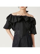 【フレイ アイディー/FRAY I.D】のタックボリュームブラウス 人気、トレンドファッション・服の通販 founy(ファニー) ファッション Fashion レディースファッション Fashion for Women トップス・カットソー Cut & Sew Tops シャツ・ブラウス・オフィスカジュアル Elegant Blouses & Button-Ups フリル Frill, Ruffle フロント Front, Front Design リネン Linen, Linen Fabric リボン Ribbon, Bow ワンショル One Shoulder, Asymmetrical 夏 Summer thumbnail BLK[009]|ID: prp329100004685841 ipo3291000000033838377