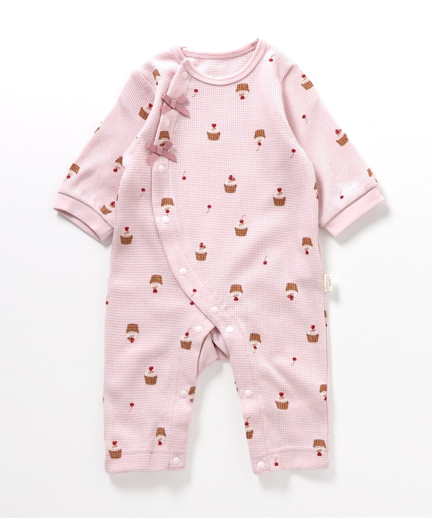 【エフオー オンラインストア/F.O.Online Store / KIDS】のワッフル総柄カバーオール インテリア・キッズ・メンズ・レディースファッション・服の通販 founy(ファニー) 　ファッション　Fashion　キッズファッション　Fashion for Kids　ギフト プレゼント　Gift / Present　プリント　Print, Printed Pattern　ベビー　Baby, Babywear　ロンパース　Romper, Jumpsuit　ワッフル　Waffle, Waffle Knit　ピンク|ID: prp329100004685895 ipo3291000000034065328