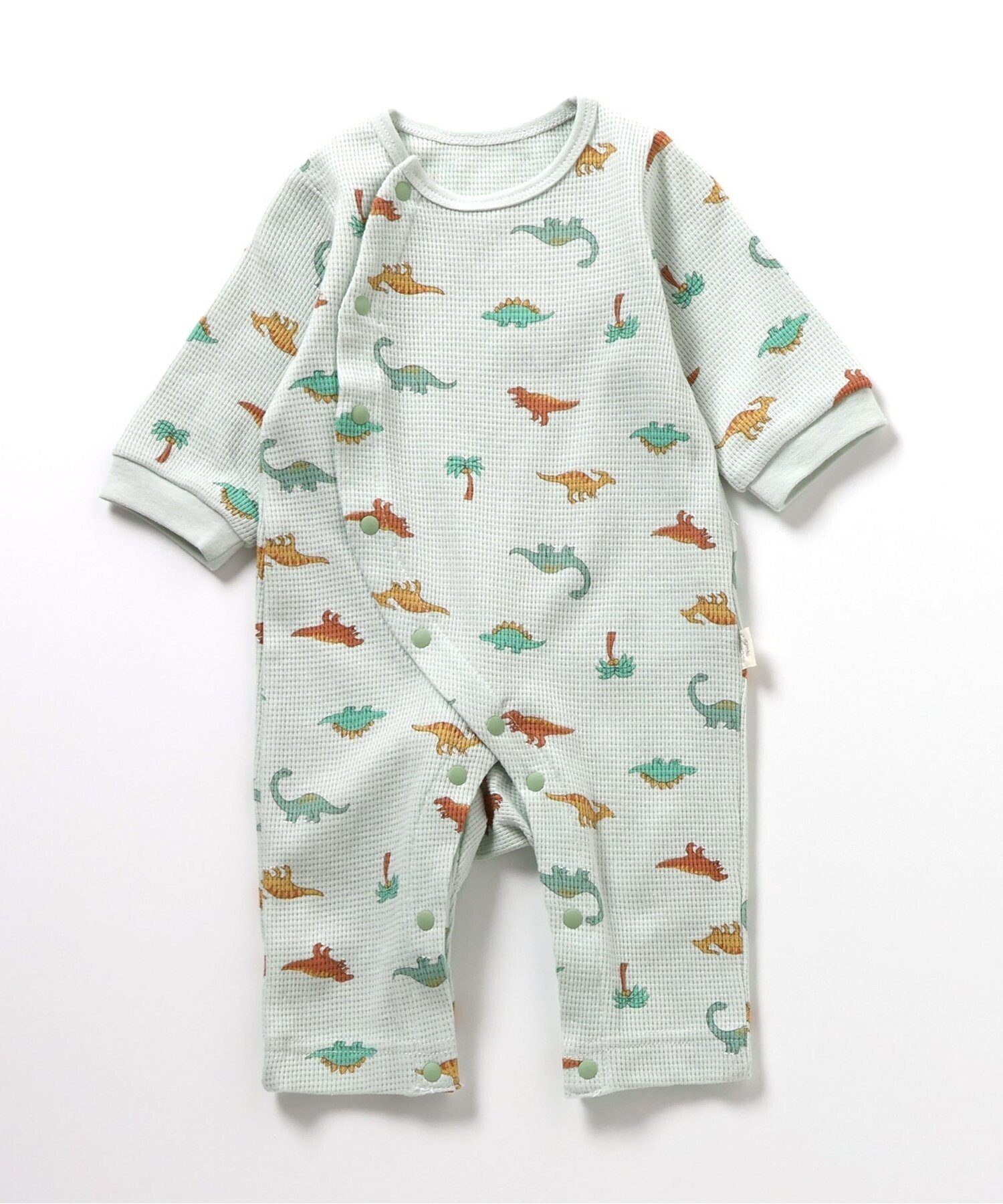 【エフオー オンラインストア/F.O.Online Store / KIDS】のワッフル総柄カバーオール インテリア・キッズ・メンズ・レディースファッション・服の通販 founy(ファニー) 　ファッション　Fashion　キッズファッション　Fashion for Kids　ギフト プレゼント　Gift / Present　プリント　Print, Printed Pattern　ベビー　Baby, Babywear　ロンパース　Romper, Jumpsuit　ワッフル　Waffle, Waffle Knit　ミント|ID: prp329100004685895 ipo3291000000034065333