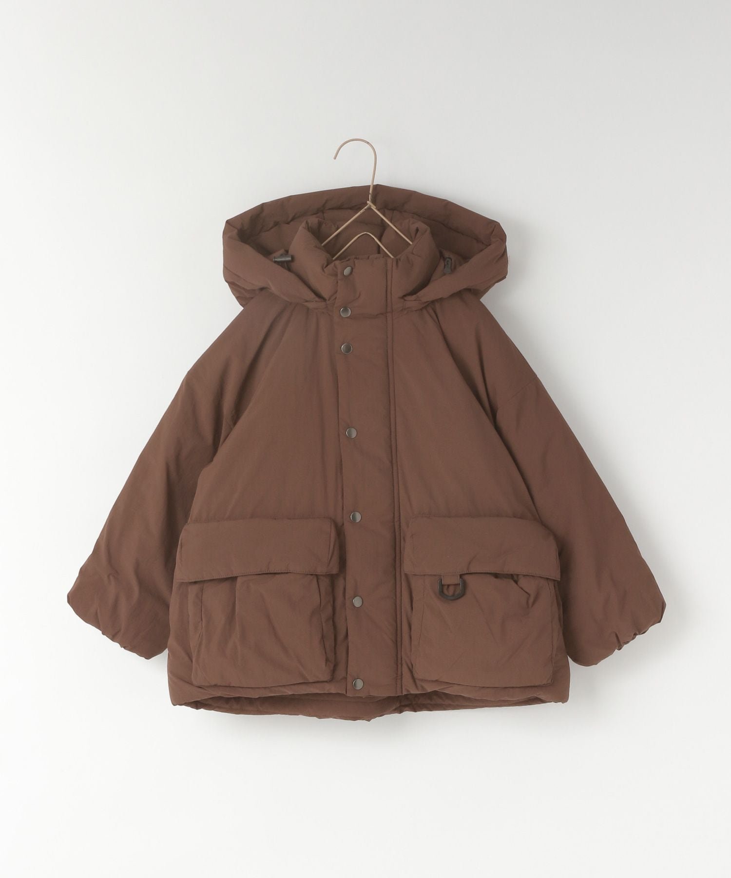 【ローリーズファーム/LOWRYS FARM / KIDS】のエアサーマルフードブルゾン インテリア・キッズ・メンズ・レディースファッション・服の通販 founy(ファニー) 　ファッション　Fashion　キッズファッション　Fashion for Kids　ダウン　Down, Puffer　ドローコード　Drawcord, Drawstring Cord　フラップ　Flap, Flap Pocket　ブルゾン　Blouson, Bomber Jacket　ポケット　Pocket, Pocket Detail　ブラウン|ID: prp329100004685902 ipo3291000000034119437