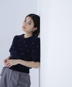 【ナチュラル ビューティー ベーシック/NATURAL BEAUTY BASIC】のシャギーハート刺繍ニット 人気、トレンドファッション・服の通販 founy(ファニー) ファッション Fashion レディースファッション Fashion for Women トップス・カットソー Cut & Sew Tops ニット Knit Tops & Sweaters スリーブ Sleeve, Long Sleeve / Short Sleeve トレンド Trend, Trending Now ドット Polka Dot, Dot Pattern モチーフ Motif, Design Theme 半袖 Short Sleeve, Half Sleeve |ID:prp329100004685940