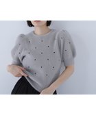 【ナチュラル ビューティー ベーシック/NATURAL BEAUTY BASIC】のシャギーハート刺繍ニット 人気、トレンドファッション・服の通販 founy(ファニー) ファッション Fashion レディースファッション Fashion for Women トップス・カットソー Cut & Sew Tops ニット Knit Tops & Sweaters スリーブ Sleeve, Long Sleeve / Short Sleeve トレンド Trend, Trending Now ドット Polka Dot, Dot Pattern モチーフ Motif, Design Theme 半袖 Short Sleeve, Half Sleeve thumbnail グレー×ブラック2|ID: prp329100004685940 ipo3291000000033838902