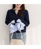 【ナチュラルクチュール/natural couture】の【WEB限定】袖口リボンクルーネックカーデ ネイビー|ID: prp329100004685973 ipo3291000000033839065