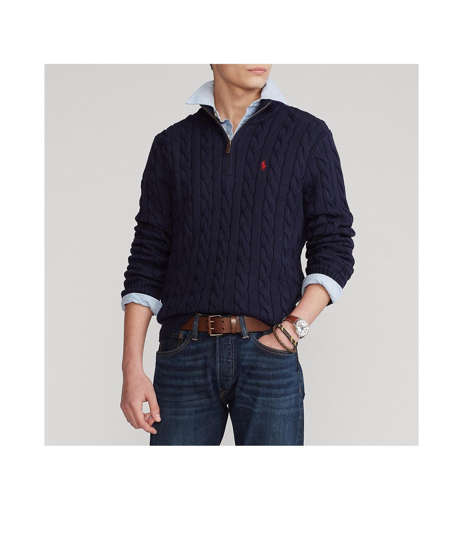 【ラルフローレン/RALPH LAUREN / MEN】のケーブルニット コットン クォータージップ セーター 人気、トレンドファッション・服の通販 founy(ファニー) 　ファッション　Fashion　メンズファッション　Fashion for Men　カフス　Cuff Design　セーター　Sweater, Knitwear　ハイネック　High Neck, Mock Neck　フィット　Fit, Slim Fit　モダン　Modern, Contemporary　リブニット　Rib Knit, Ribbed Knit　レギュラー　Regular, Standard Fit　長袖　Long Sleeve, Full Sleeve　 other-1|ID: prp329100004686008 ipo3291000000033839221