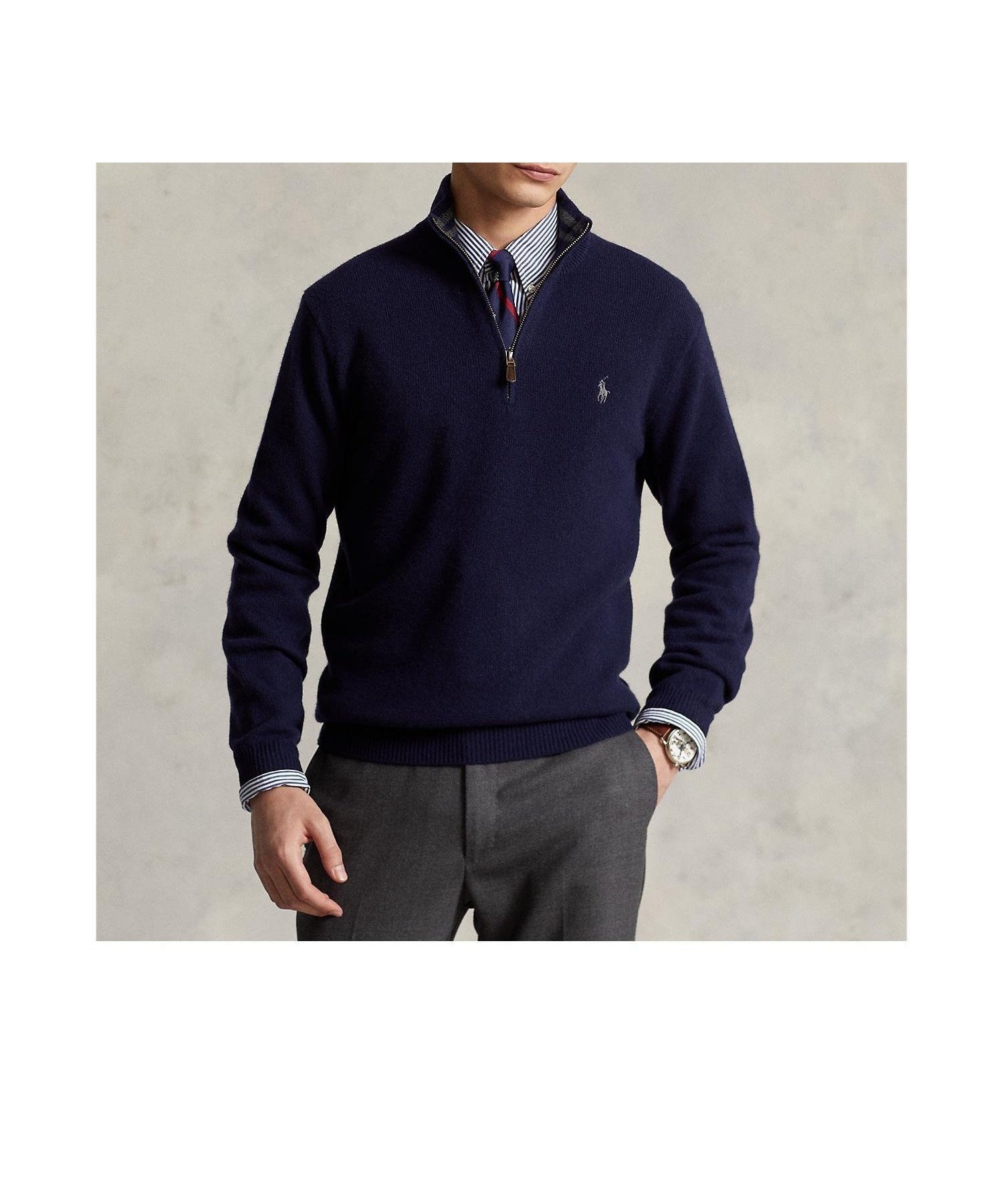 【ラルフローレン/RALPH LAUREN / MEN】のウールカシミヤ クォータージップ セーター インテリア・キッズ・メンズ・レディースファッション・服の通販 founy(ファニー) 　ファッション　Fashion　メンズファッション　Fashion for Men　カフス　Cuff Design　セーター　Sweater, Knitwear　ハイネック　High Neck, Mock Neck　フィット　Fit, Slim Fit　モダン　Modern, Contemporary　リブニット　Rib Knit, Ribbed Knit　レギュラー　Regular, Standard Fit　長袖　Long Sleeve, Full Sleeve　400ブルー|ID: prp329100004686020 ipo3291000000033839265