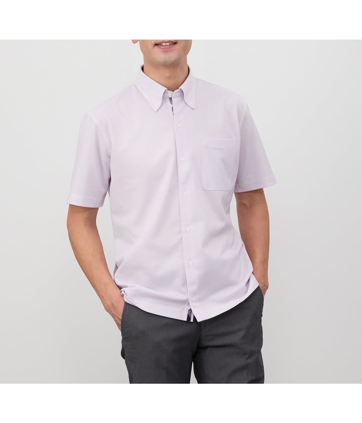 【ニューヨーカー/NEWYORKER / MEN】の【吸水速乾】COOL COMFORT エイトロック鹿の子 前開きボタンダウンポロシャツ インテリア・キッズ・メンズ・レディースファッション・服の通販 founy(ファニー) 　ファッション　Fashion　メンズファッション　Fashion for Men　春　Spring　吸水　Absorbent, Quick-Dry　鹿の子　Piqué, Kanoko Fabric　ジャケット　Jacket, Outerwear　スリット　Slit, Slit Detail　半袖　Short Sleeve, Half Sleeve　メランジ　Melange, Mixed Yarn　無地　Plain, Solid Color　S/S・春夏　SS, Spring/Summer, Warm Season　夏　Summer　ビジネス 仕事 通勤　Business / Work / Commuting　ピンク|ID: prp329100004686022 ipo3291000000033839273