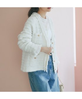 【ラブティックボンボン/La boutique BonBon】の【名品・着回し力抜群】ファンシーツイードニットジャケットカーディガン 人気、トレンドファッション・服の通販 founy(ファニー) ファッション Fashion レディースファッション Fashion for Women おすすめ Recommended / Our Picks カーディガン Cardigan, Knitwear クラシカル Classical, Vintage-Inspired コンパクト Compact, Small Size ジャケット Jacket, Outerwear ストレート Straight, Straight Cut ツイード Twill, Twill Weave デニム Denim, Jeans Material トレンド Trend, Trending Now フェミニン Feminine, Girly フリンジ Fringe, Tassel ボトム Bottoms, Lower Wear ポケット Pocket, Pocket Detail メタル Metal, Metal Parts 人気 Popular, Best Seller |ID:prp329100004686068