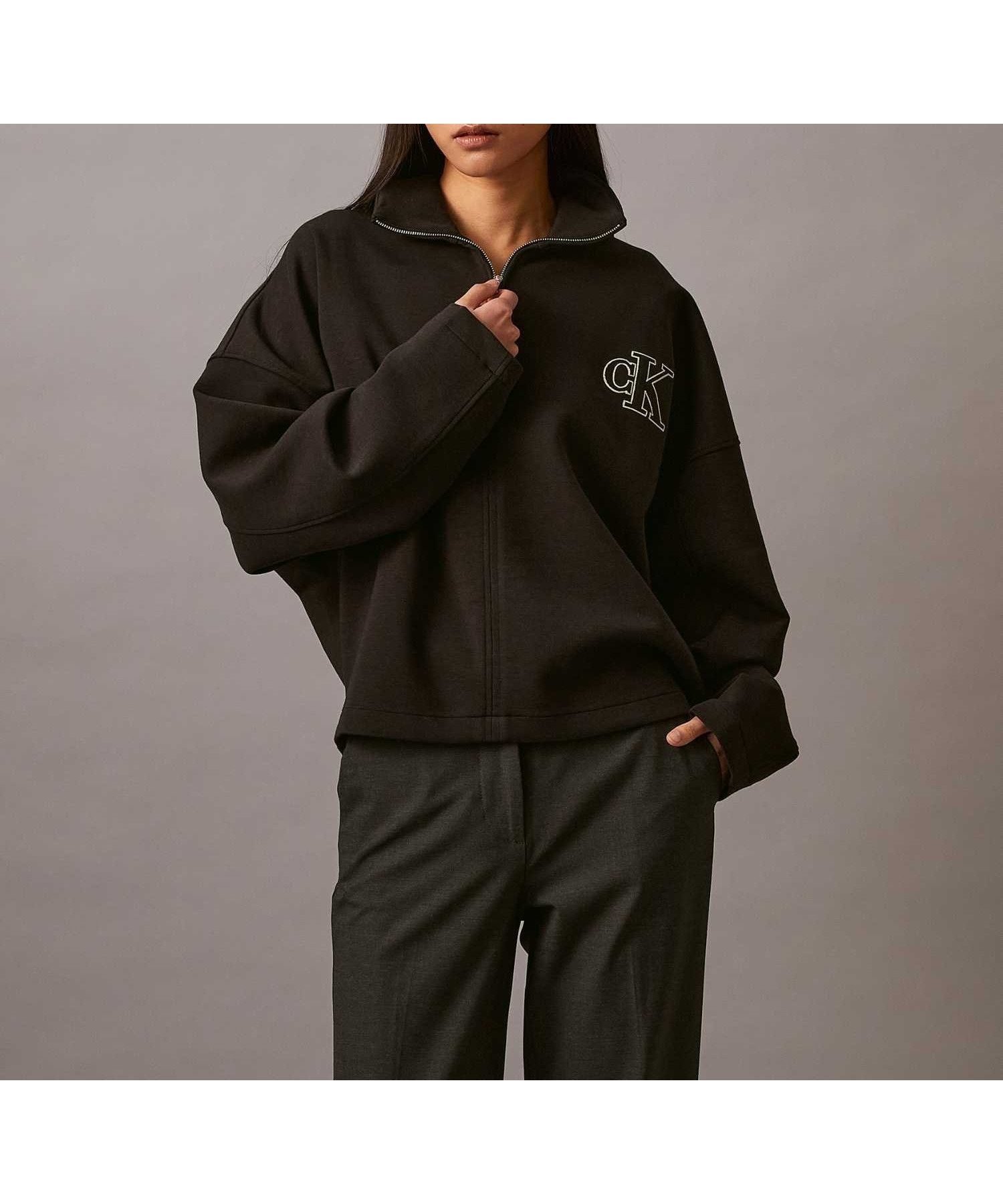 【カルバンクライン/Calvin Klein】の【公式ショップ】 カルバンクライン ロングスリーブハーフジッププルオーバー Calvin Klein 44B217G 人気、トレンドファッション・服の通販 founy(ファニー) 　ファッション　Fashion　レディースファッション　Fashion for Women　トップス・カットソー　Cut & Sew Tops　カジュアルプルオーバー・ニットトップス　Pullovers & Knit Tops / Casual Pullovers　シンプル　Simple, Minimal　スタイリッシュ　Stylish, Fashionable　スポーツ　Sports, Activewear　スリーブ　Sleeve, Long Sleeve / Short Sleeve　セットアップ　Set-Up, Coordinated Outfit　フォルム　Silhouette, Form　フロント　Front, Front Design　モダン　Modern, Contemporary　リラックス　Relax, Relaxed Fit　ロング　Long, Long-Length　 other-1|ID: prp329100004686206 ipo3291000000033840064