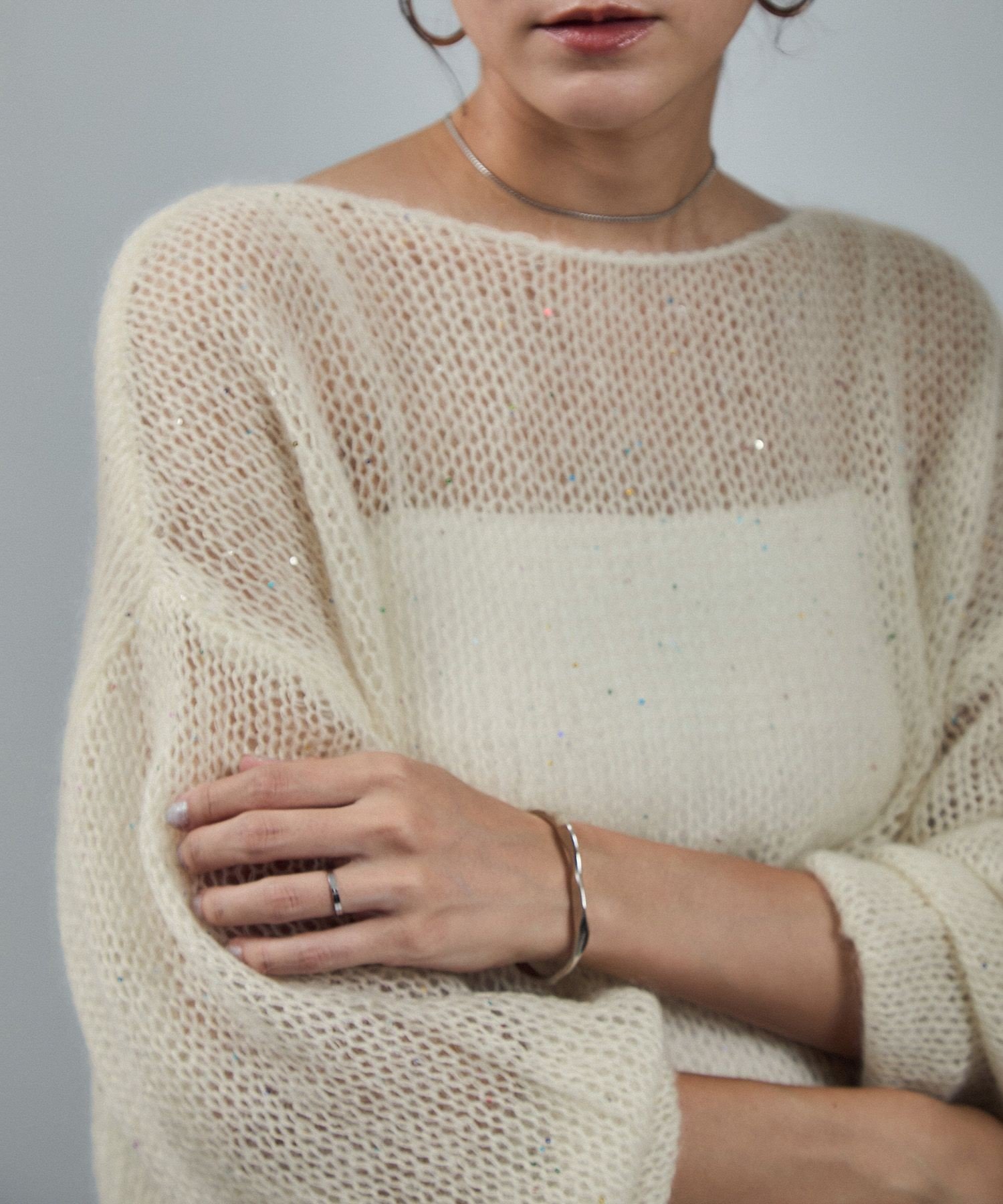 【サロン アダム エ ロペ/SALON adam et rope'】のシアーモヘアスパンコールプルオーバー 2 人気、トレンドファッション・服の通販 founy(ファニー) 　ファッション　Fashion　レディースファッション　Fashion for Women　トップス・カットソー　Cut & Sew Tops　カジュアルプルオーバー・ニットトップス　Pullovers & Knit Tops / Casual Pullovers　インナー　Innerwear　スパンコール　Sequins, Sequin Embellishment　フォルム　Silhouette, Form　ブラウジング　Blouson Silhouette, Cinched Waist　ルーズ　Loose, Oversized　ロング　Long, Long-Length　エレガント 上品　Elegant　A/W・秋冬　Autumn/Winter　 other-1|ID: prp329100004686213 ipo3291000000033840105