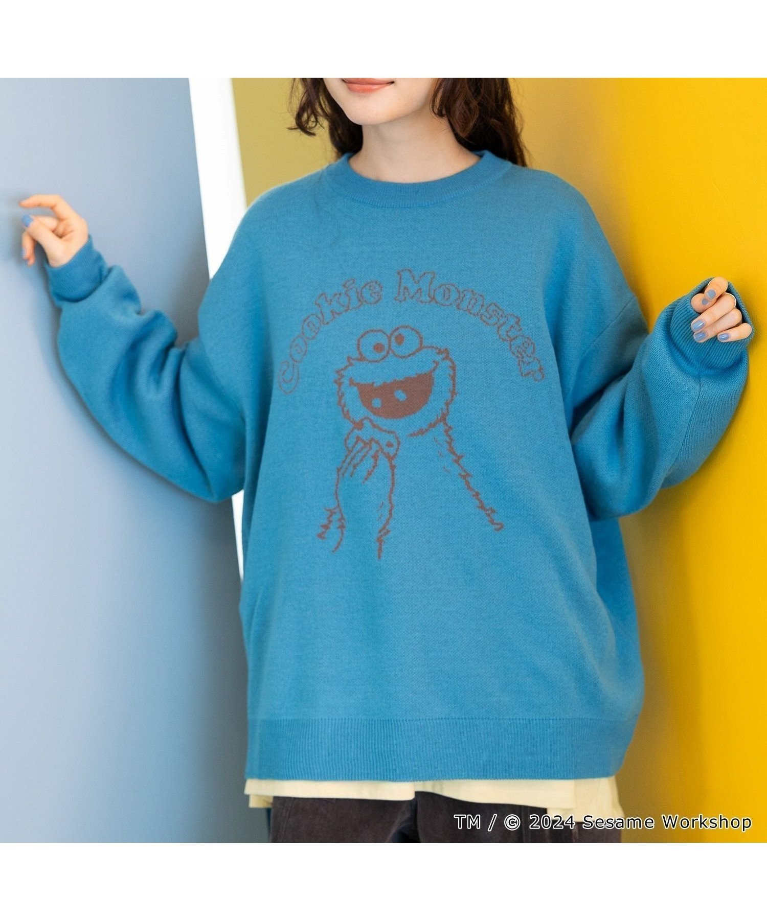 【ニコアンド/niko and】の【SESAME STREET(セサミストリート)】コラボ ニットプルオーバー インテリア・キッズ・メンズ・レディースファッション・服の通販 founy(ファニー) 　ファッション　Fashion　レディースファッション　Fashion for Women　トップス・カットソー　Cut & Sew Tops　ニット　Knit Tops & Sweaters　カジュアルプルオーバー・ニットトップス　Pullovers & Knit Tops / Casual Pullovers　おすすめ　Recommended / Our Picks　キャラクター　Character, Licensed Characters　コラボ　Collaboration, Collab　ジャカード／ジャガード　Jacquard, Woven Pattern　タートル　Turtleneck, Turtle Collar　リラックス　Relax, Relaxed Fit　ロング　Long, Long-Length　ワイド　Wide, Wide Fit　人気　Popular, Best Seller　ブルー80|ID: prp329100004686221 ipo3291000000033840140