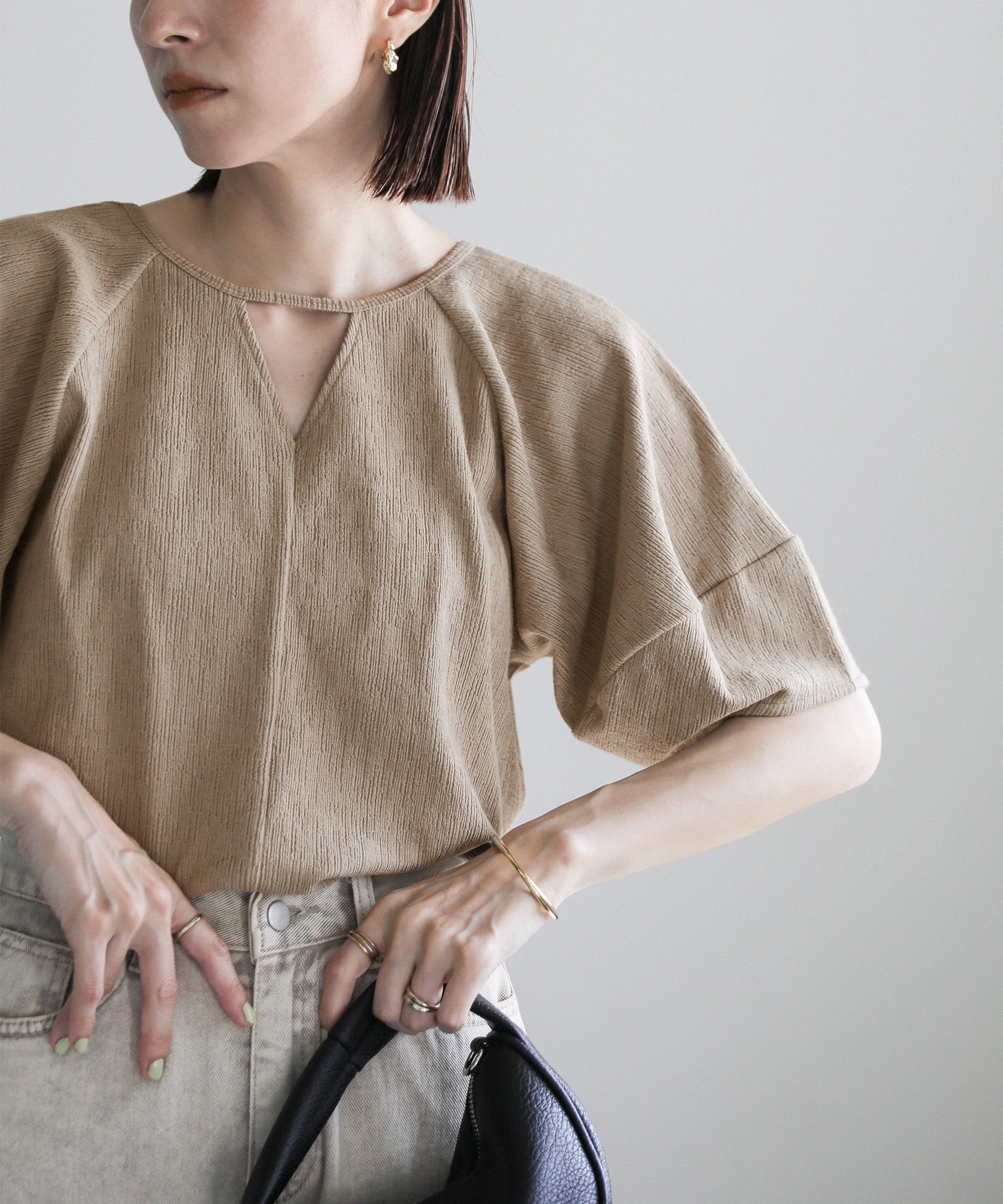 【セレクトモカ/SELECT MOCA】の2wayランタンスリーブトップス インテリア・キッズ・メンズ・レディースファッション・服の通販 founy(ファニー) 　ファッション　Fashion　レディースファッション　Fashion for Women　トップス・カットソー　Cut & Sew Tops　おすすめ　Recommended / Our Picks　スリーブ　Sleeve, Long Sleeve / Short Sleeve　フレア　Flare, Flared　グレイッシュベージュ-02|ID: prp329100004686250 ipo3291000000033840270