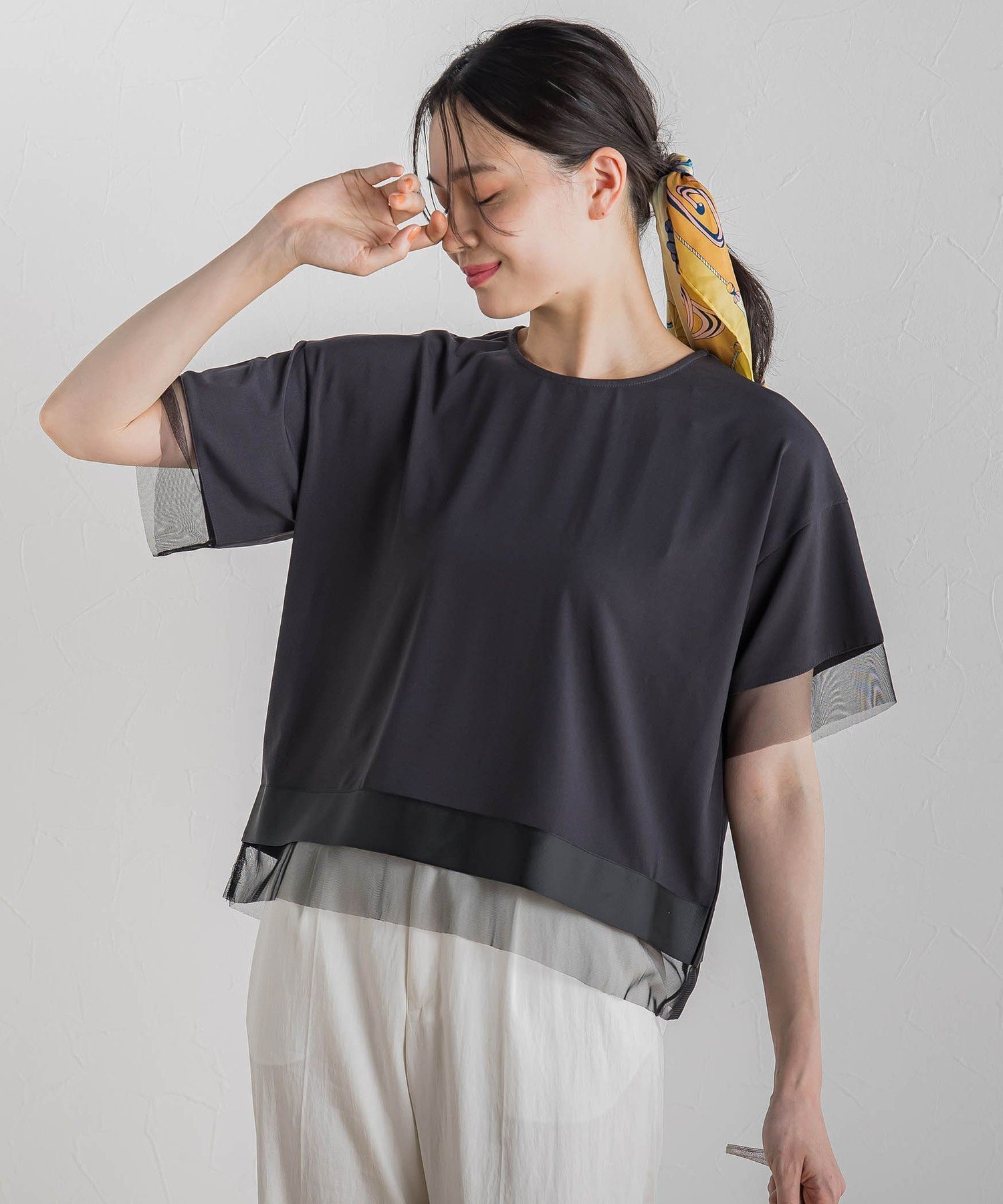【ドロワット ロートレアモン/Droite Lautreamont】の【WEB限定】グログランボーダー切替えプルオーバー≪手洗い可能≫ インテリア・キッズ・メンズ・レディースファッション・服の通販 founy(ファニー) 　ファッション　Fashion　レディースファッション　Fashion for Women　トップス・カットソー　Cut & Sew Tops　カジュアルプルオーバー・ニットトップス　Pullovers & Knit Tops / Casual Pullovers　シンプル　Simple, Minimal　エレガント 上品　Elegant　ビジネス 仕事 通勤　Business / Work / Commuting　チャコールグレー|ID: prp329100004686253 ipo3291000000033840289